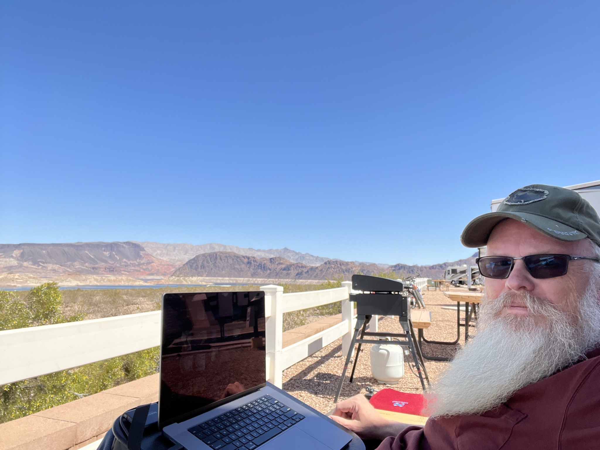 David working outside