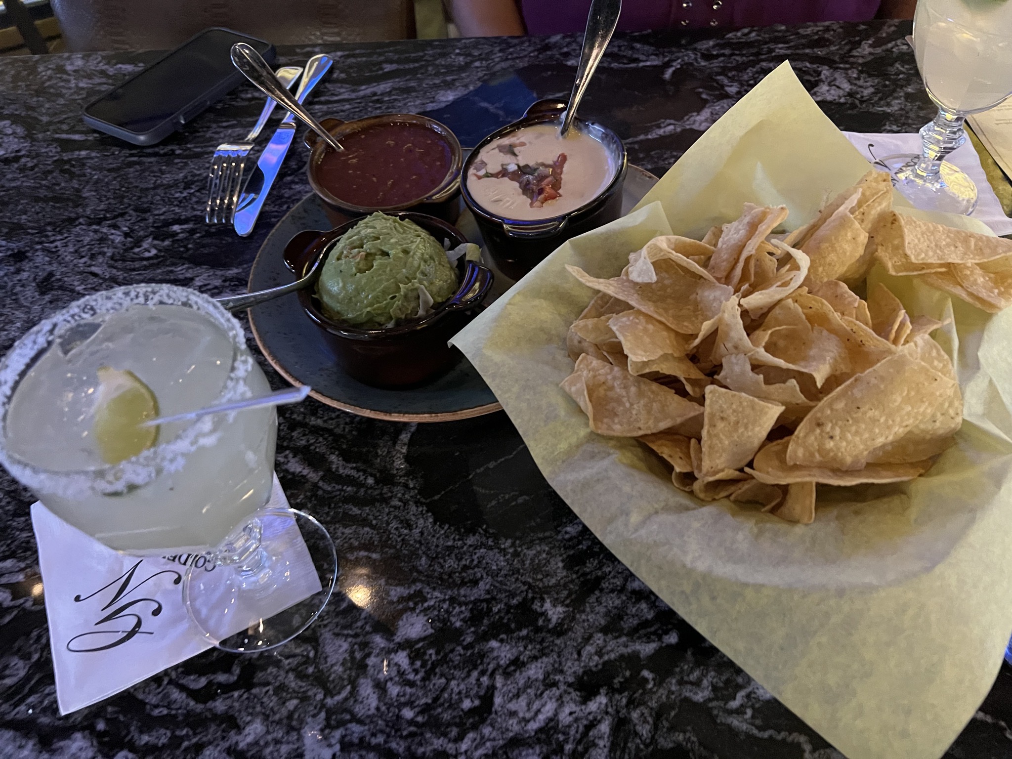 Margarita and corn chips