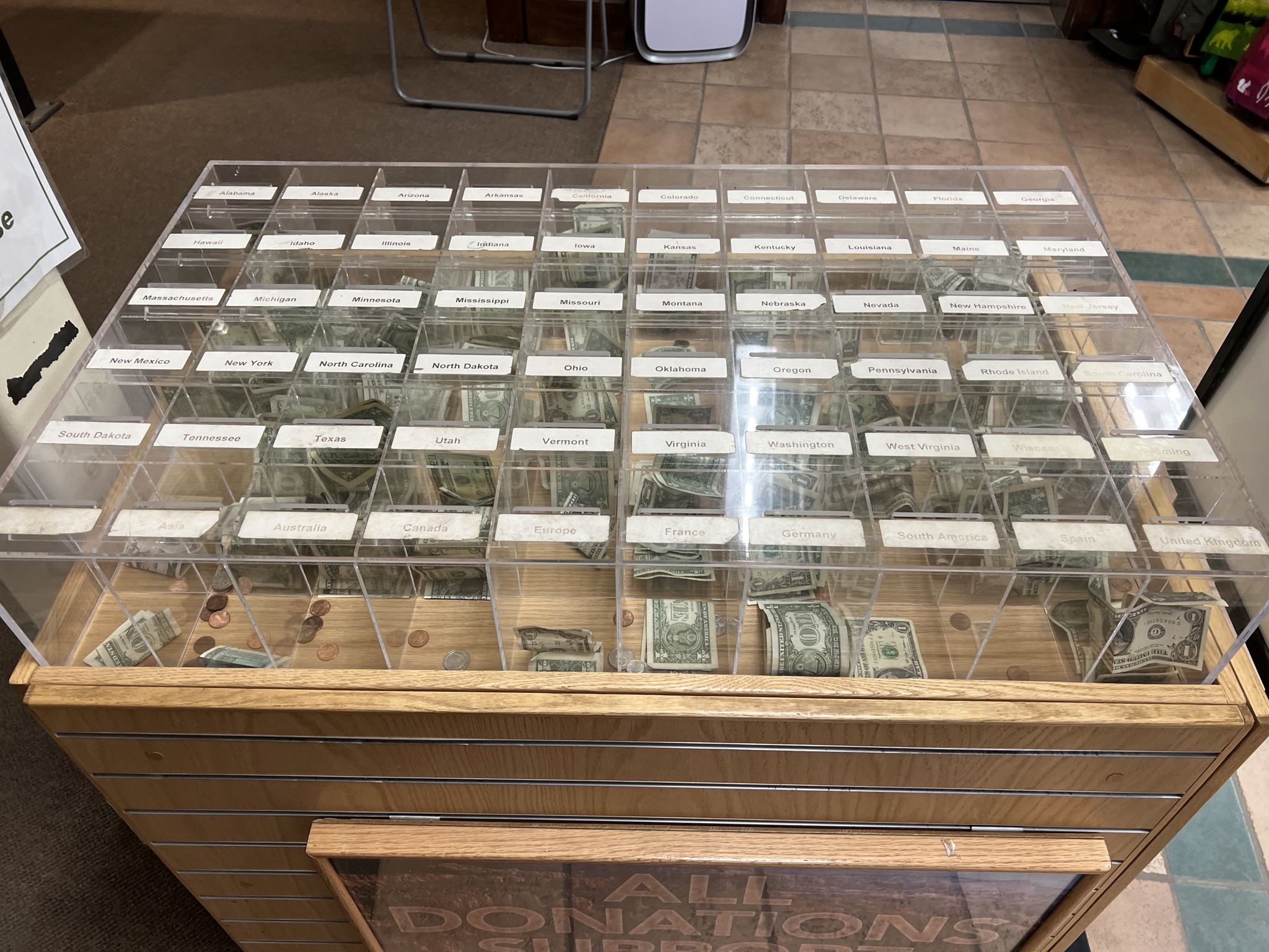 Donations by state and country
