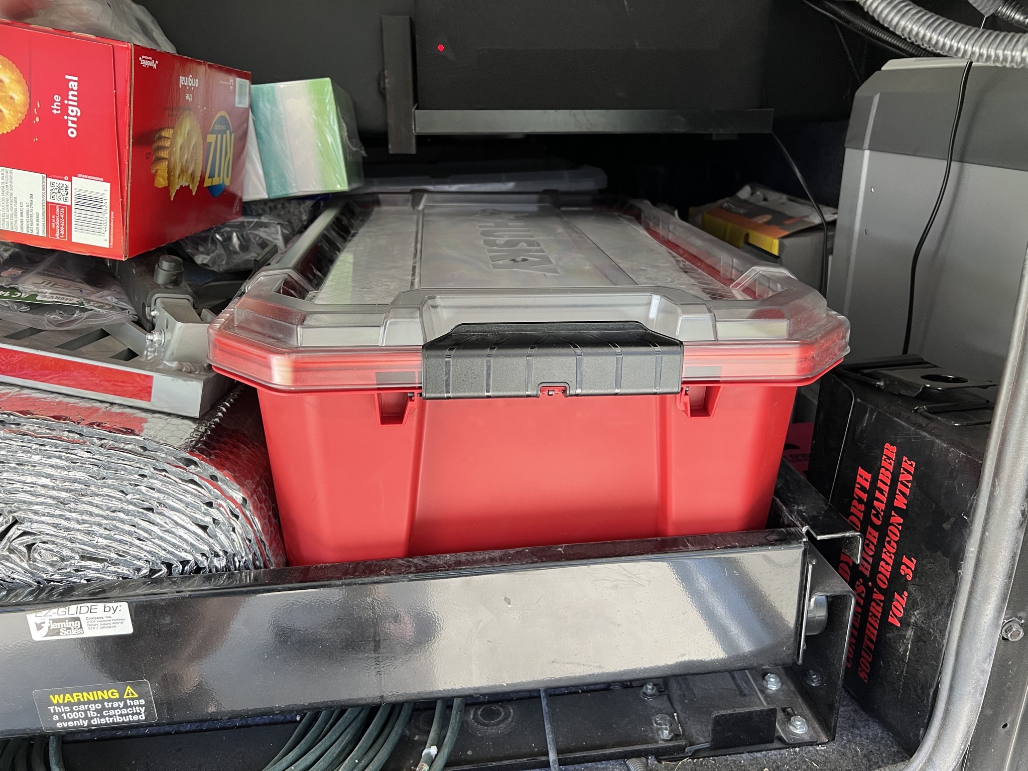 Husky container in basement