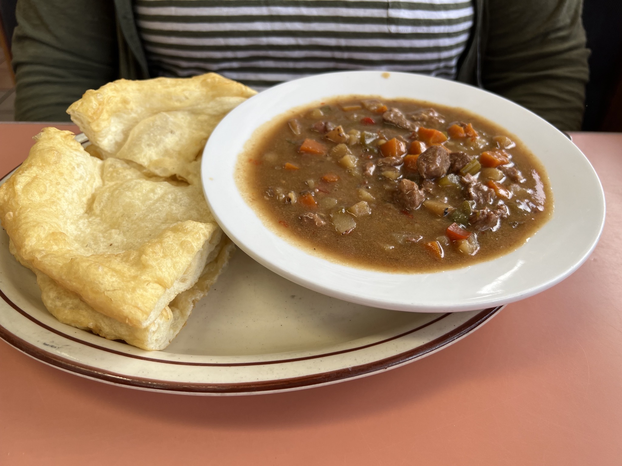 Navajo fry bread and beef stew