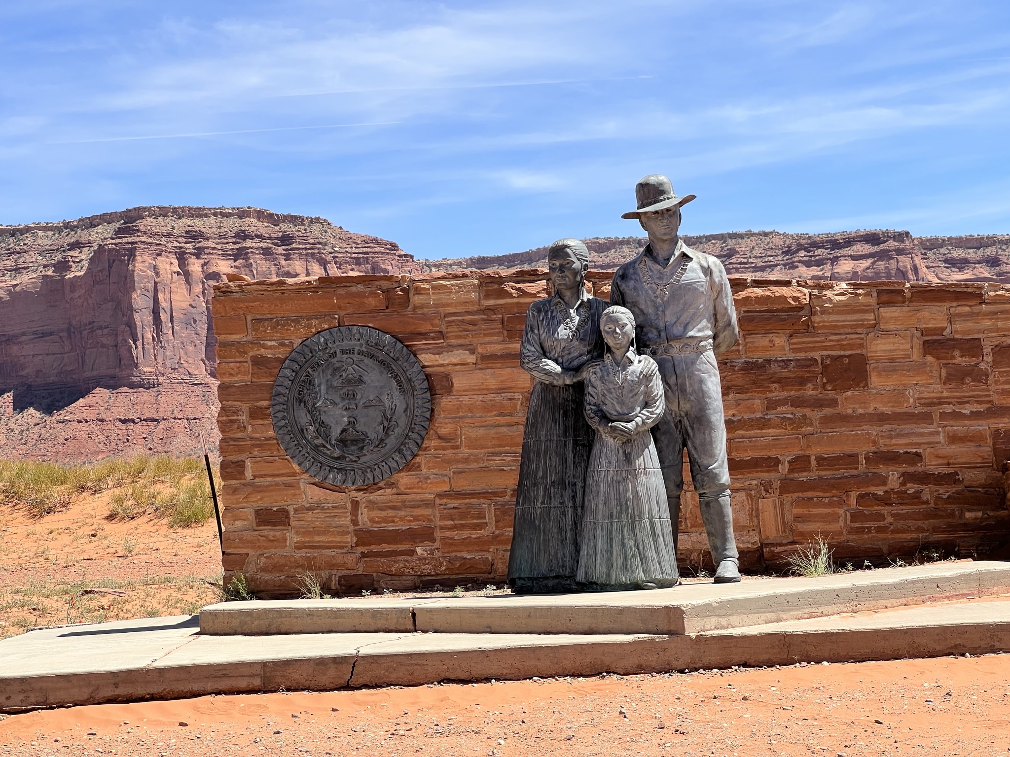 Navajo seal and statue