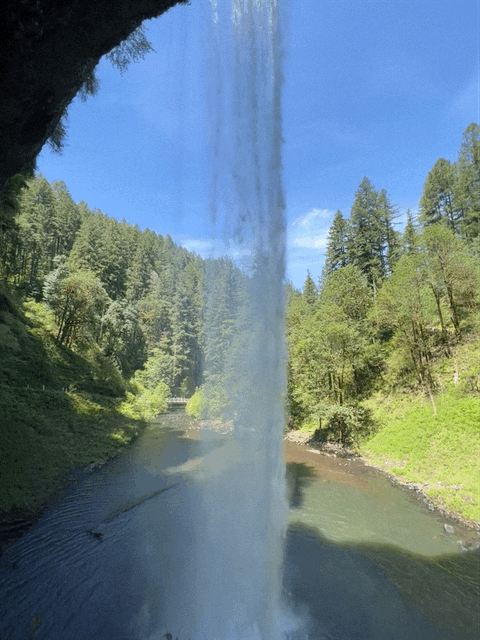 Behind the falls