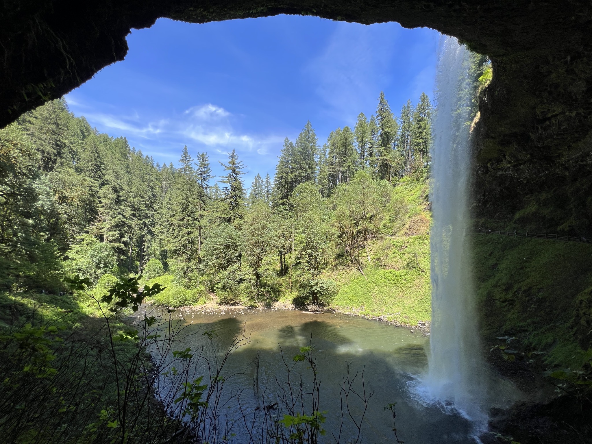 Behind the falls
