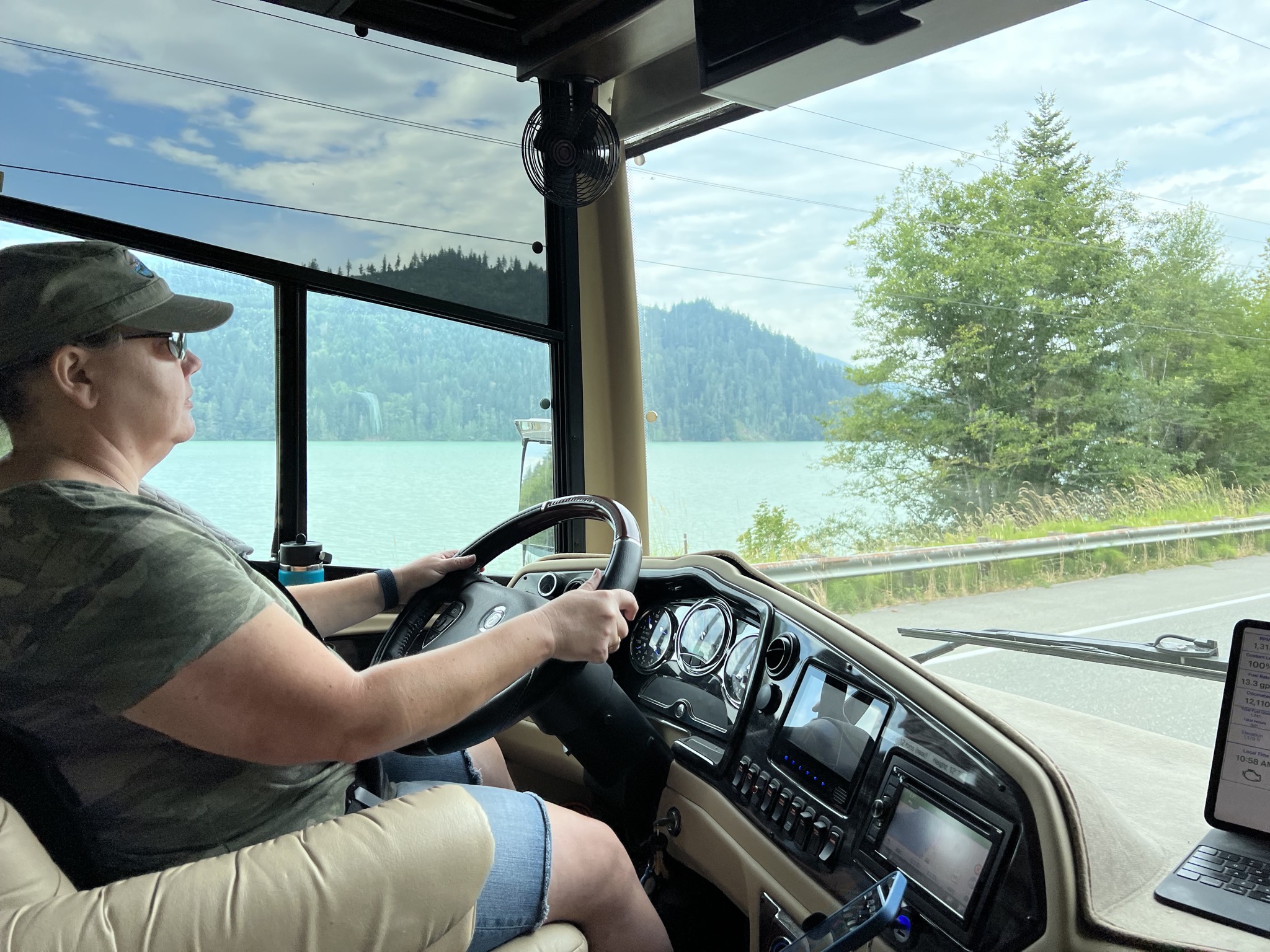 Jenn driving our coach