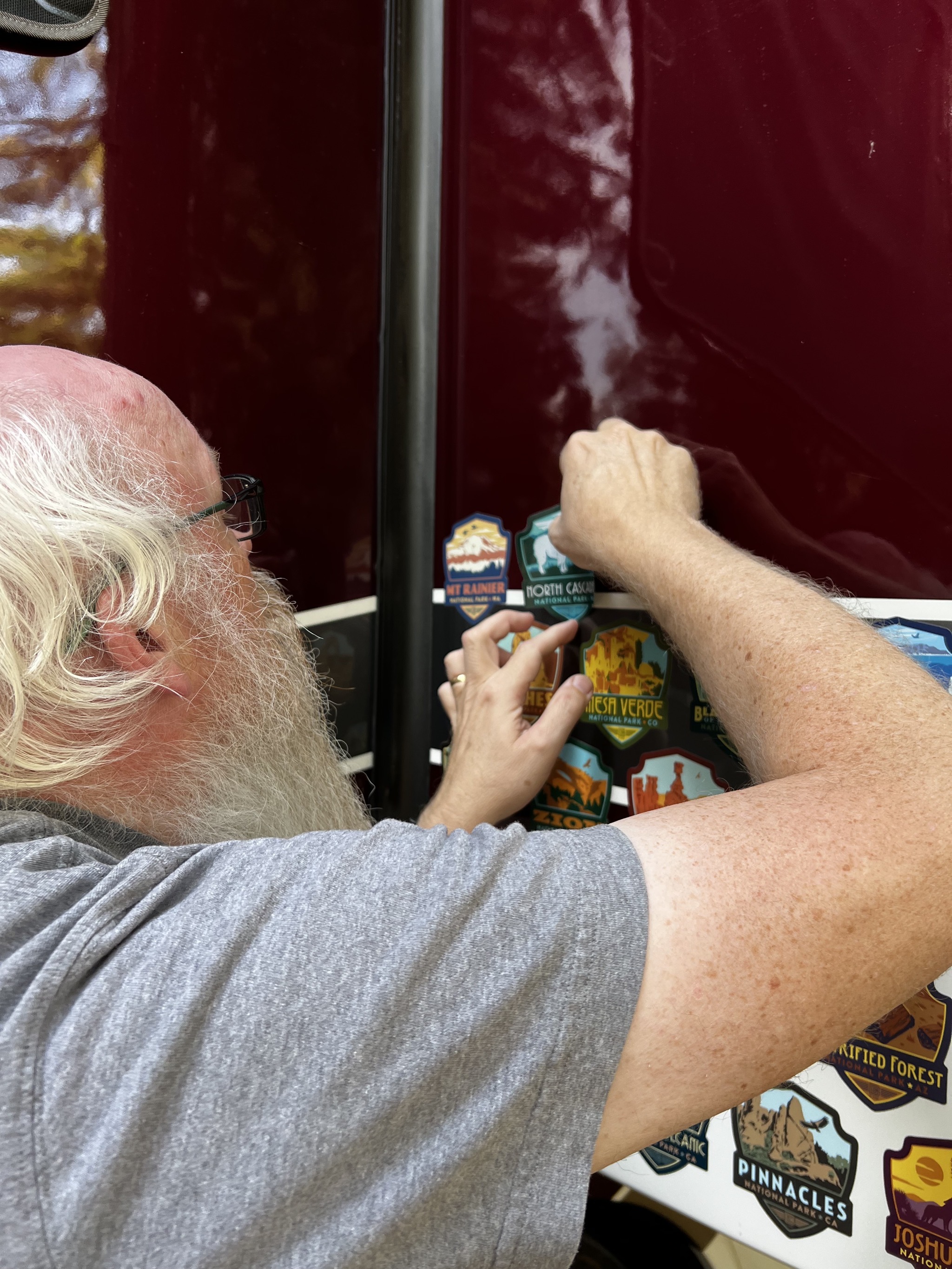 David adding sticker
