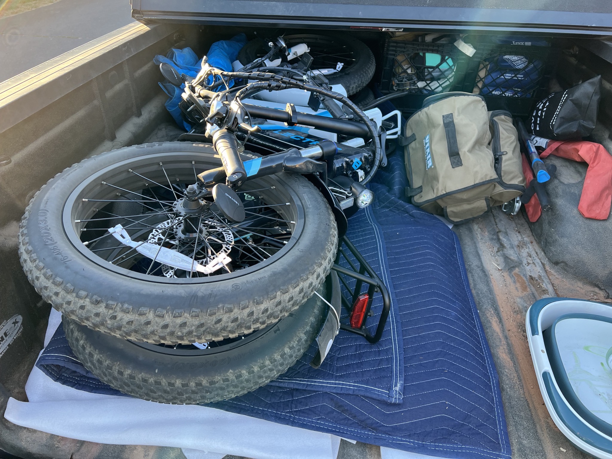 Bikes etc in bed of truck