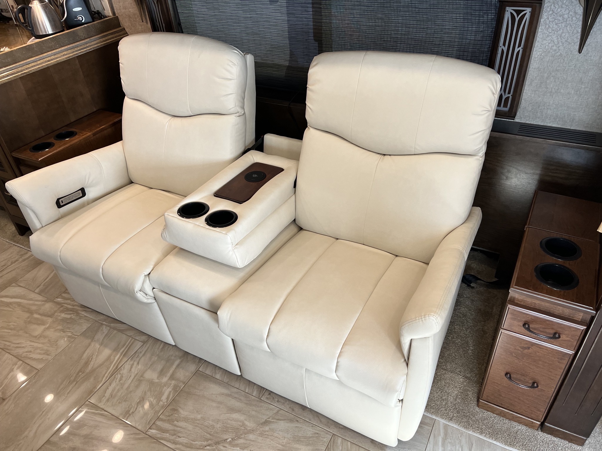 Installed couch and cabinets