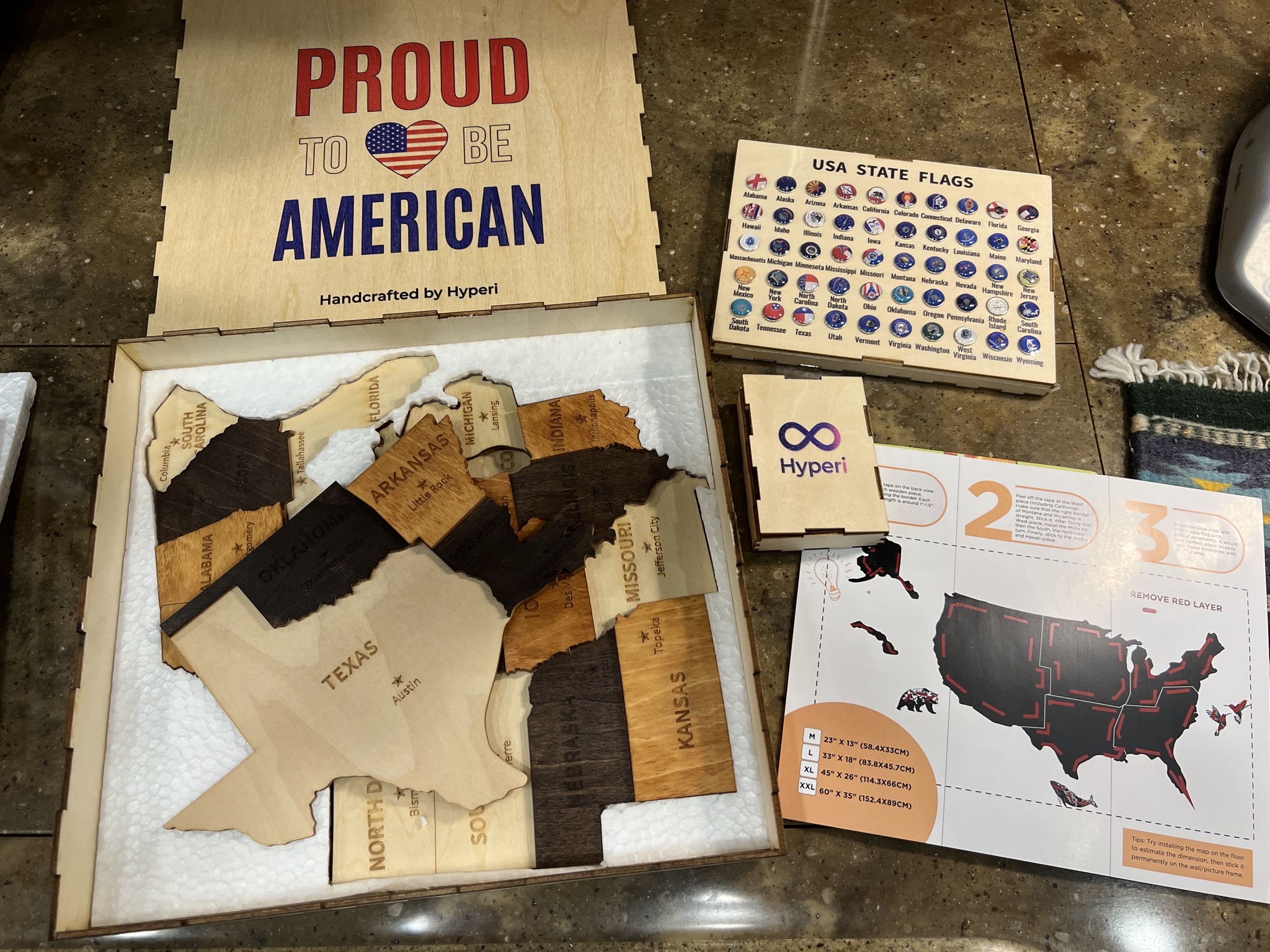 Wooden US map