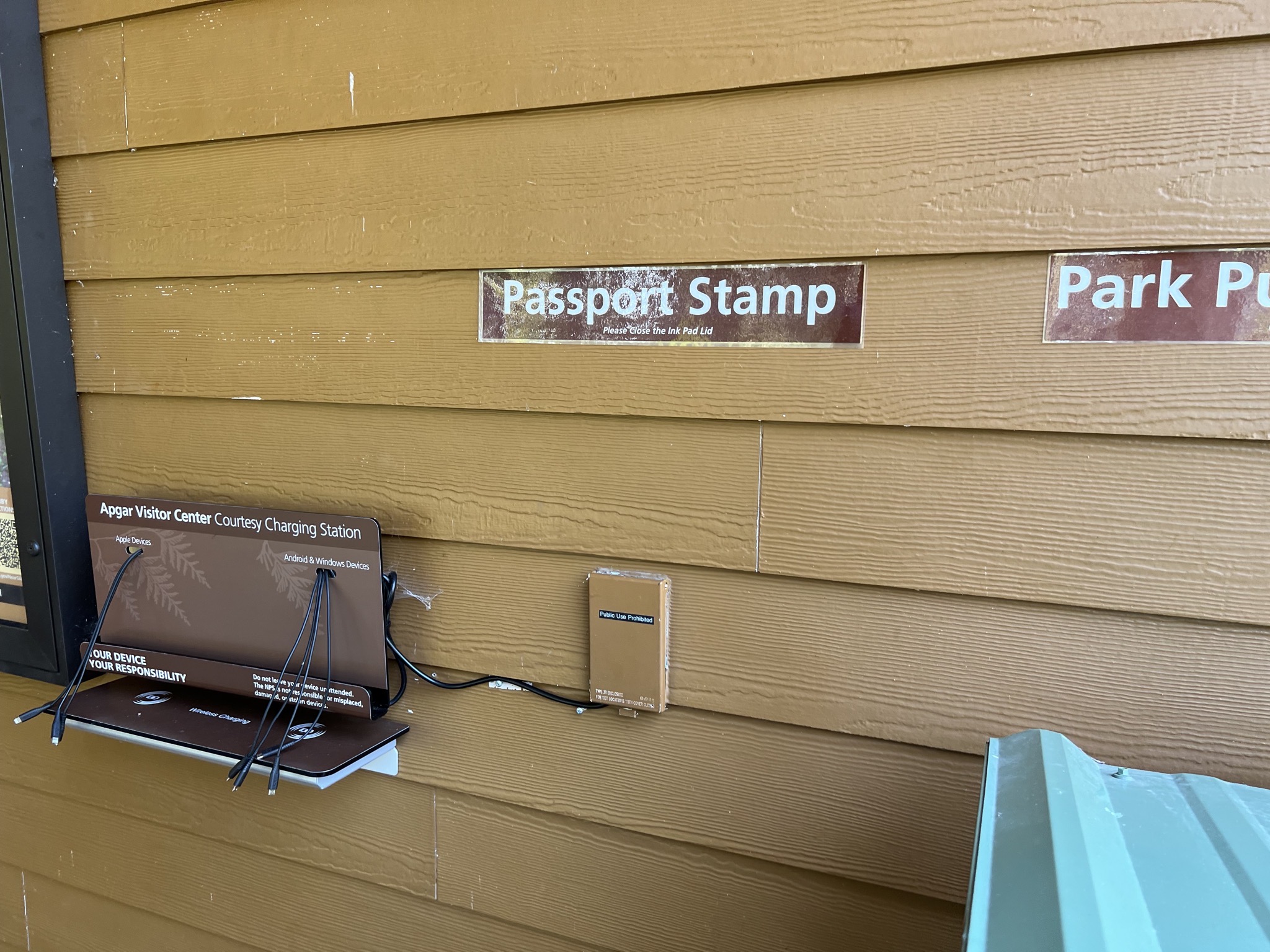 Passport stamp and phone chargers