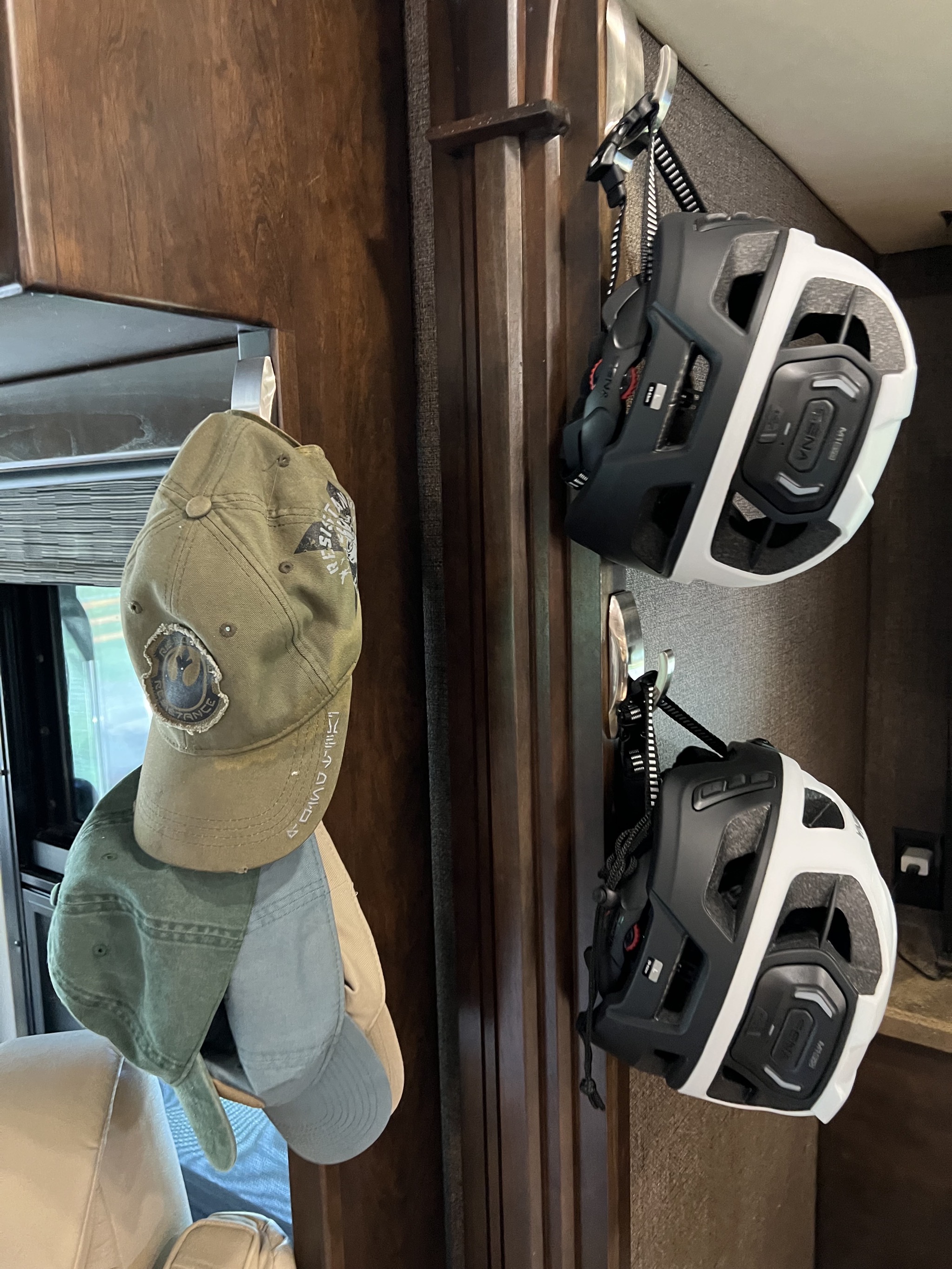 Hooks for hats and bike helmets