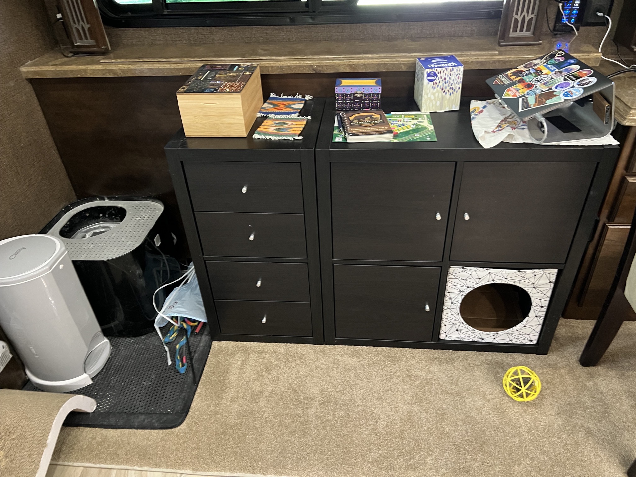 Cat litter; IKEA drawers and cupboards