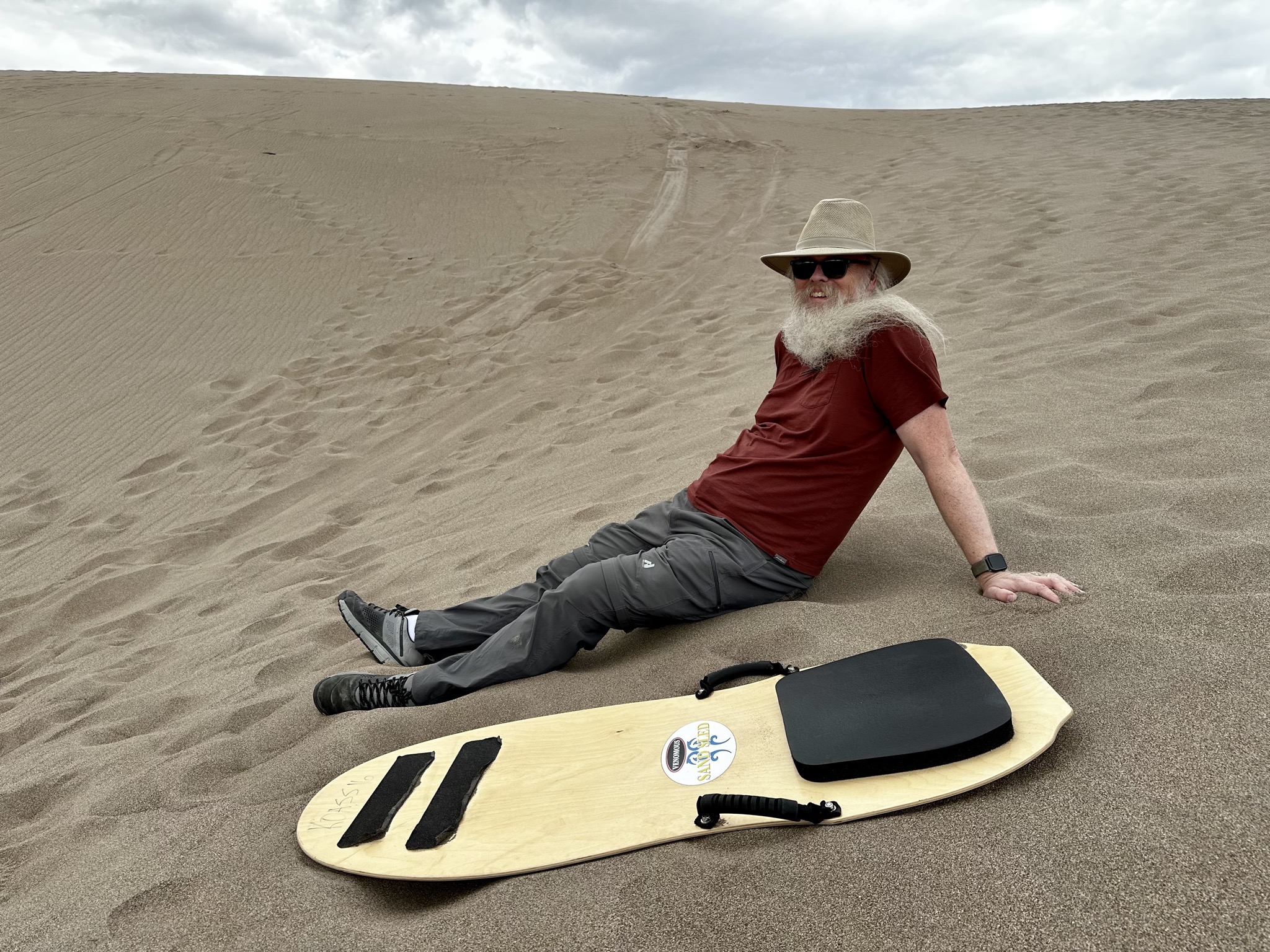 David with a sand sled