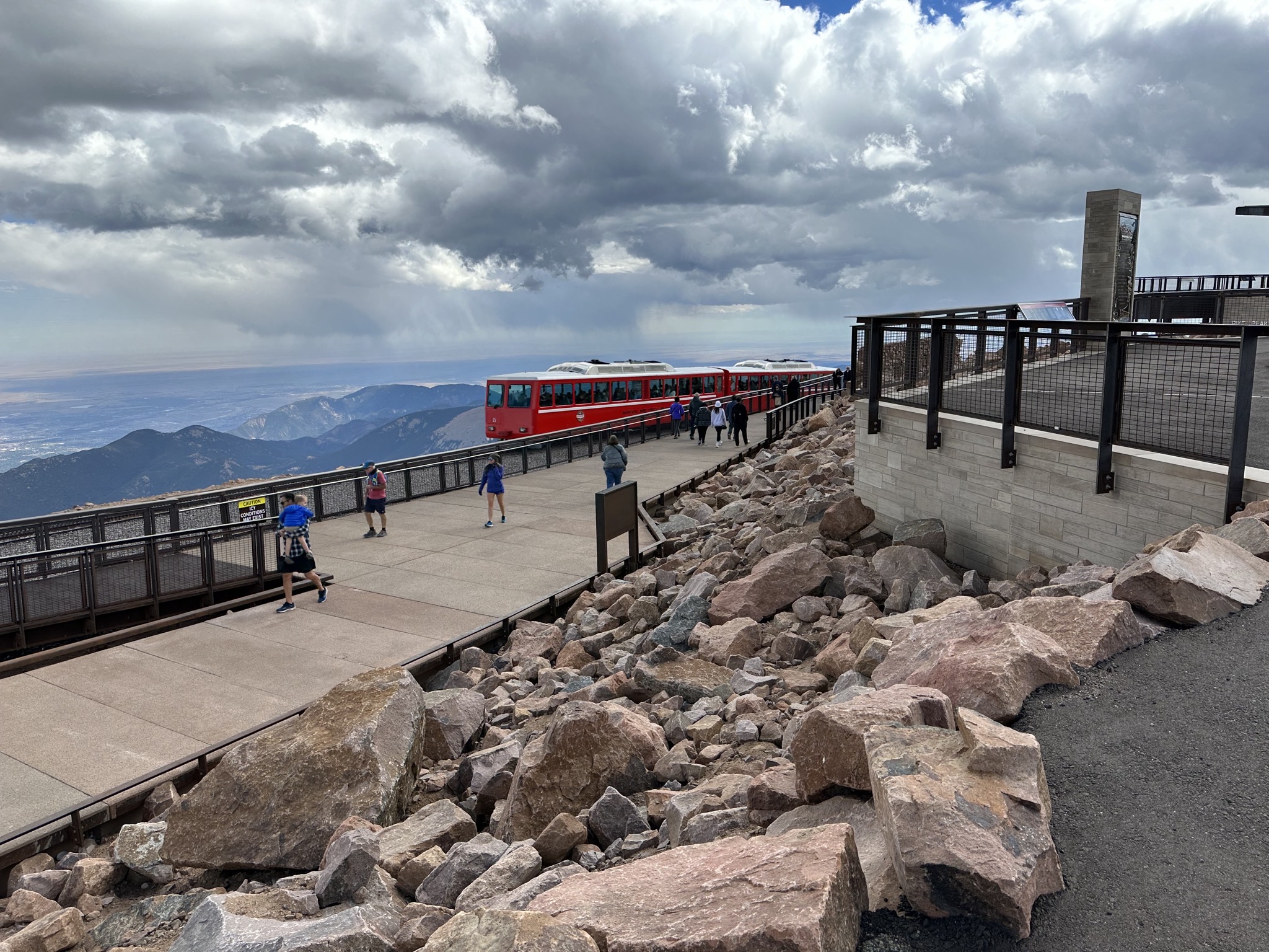 Cog railway car arriving