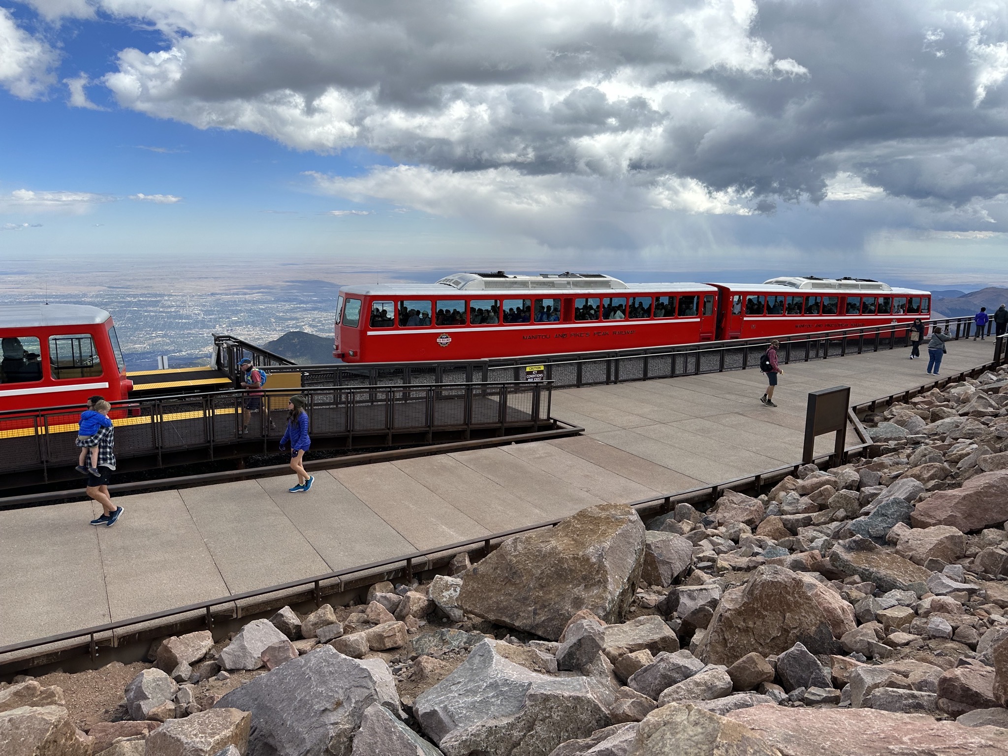 Cog railway car arriving