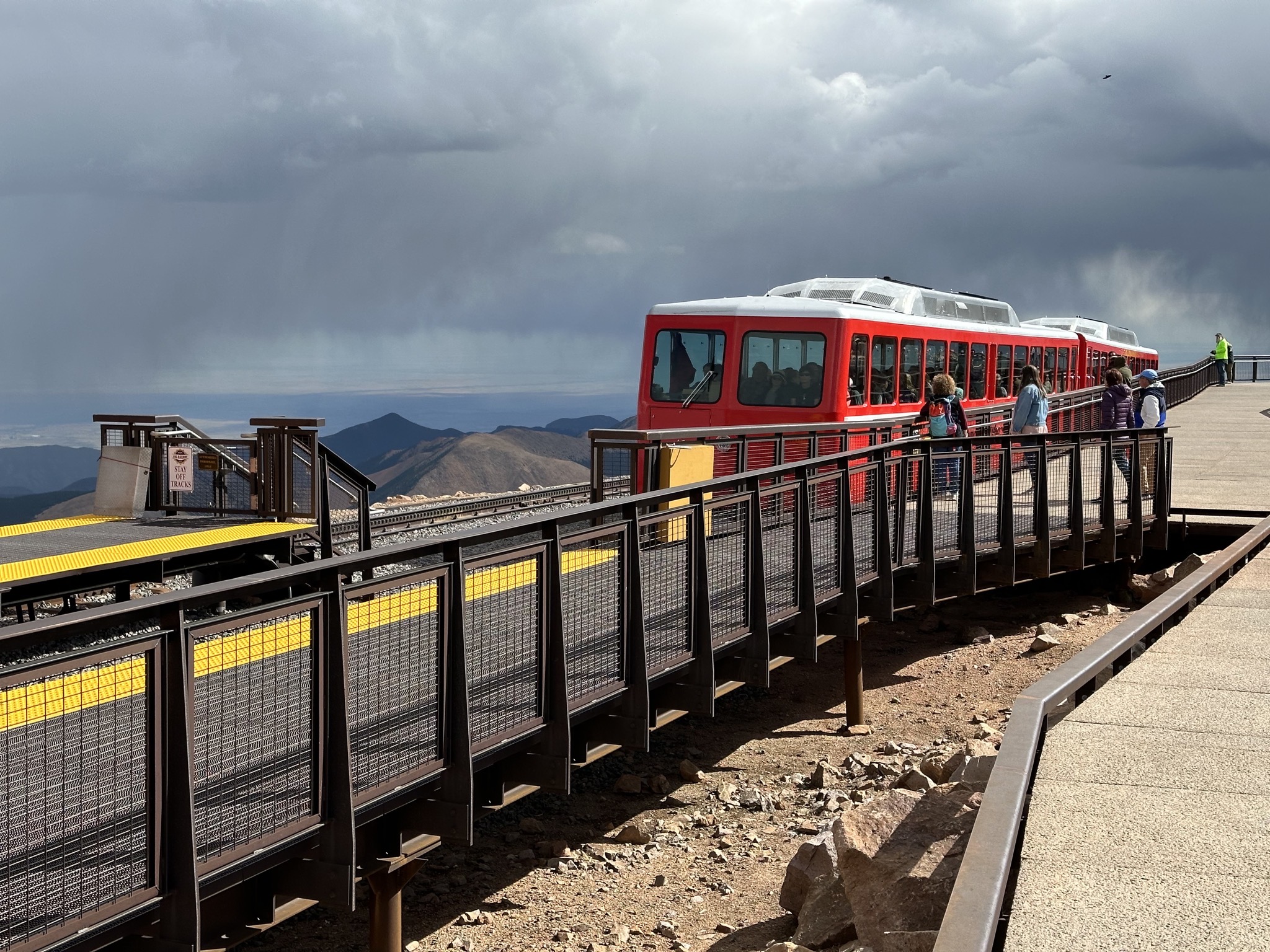 Cog railway car departing