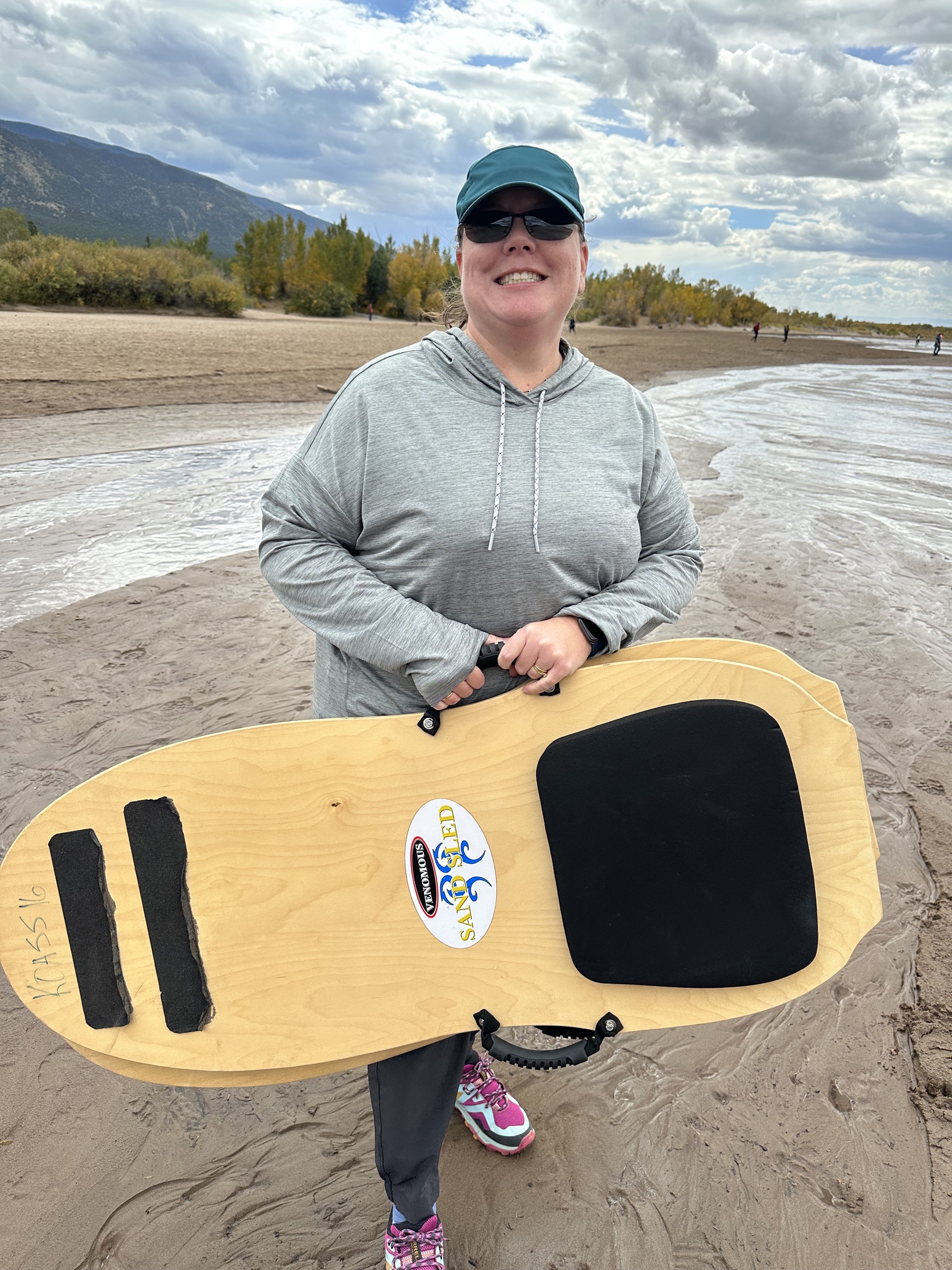 Jenn with sand sleds