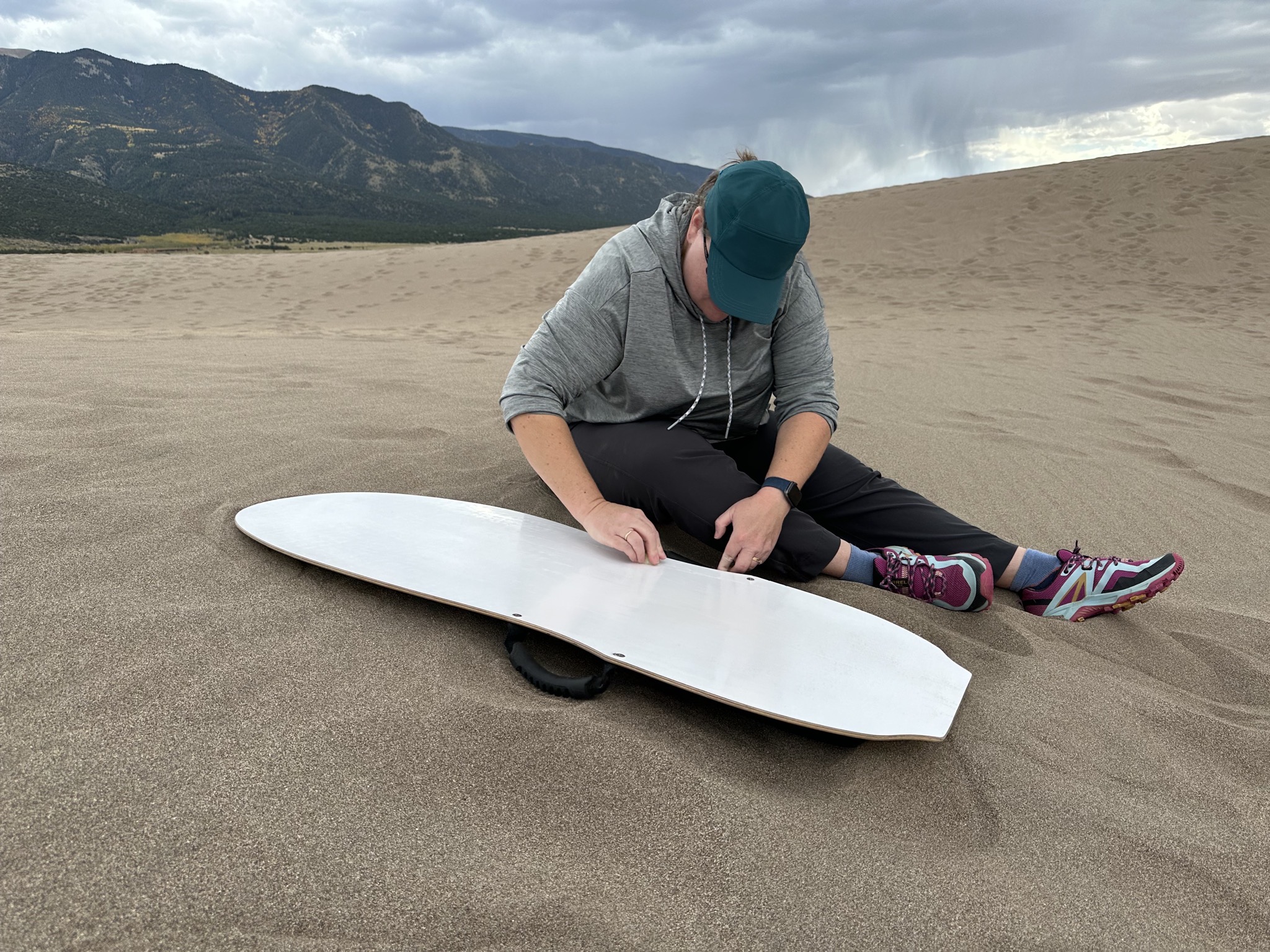 Jenn waxing sand sled