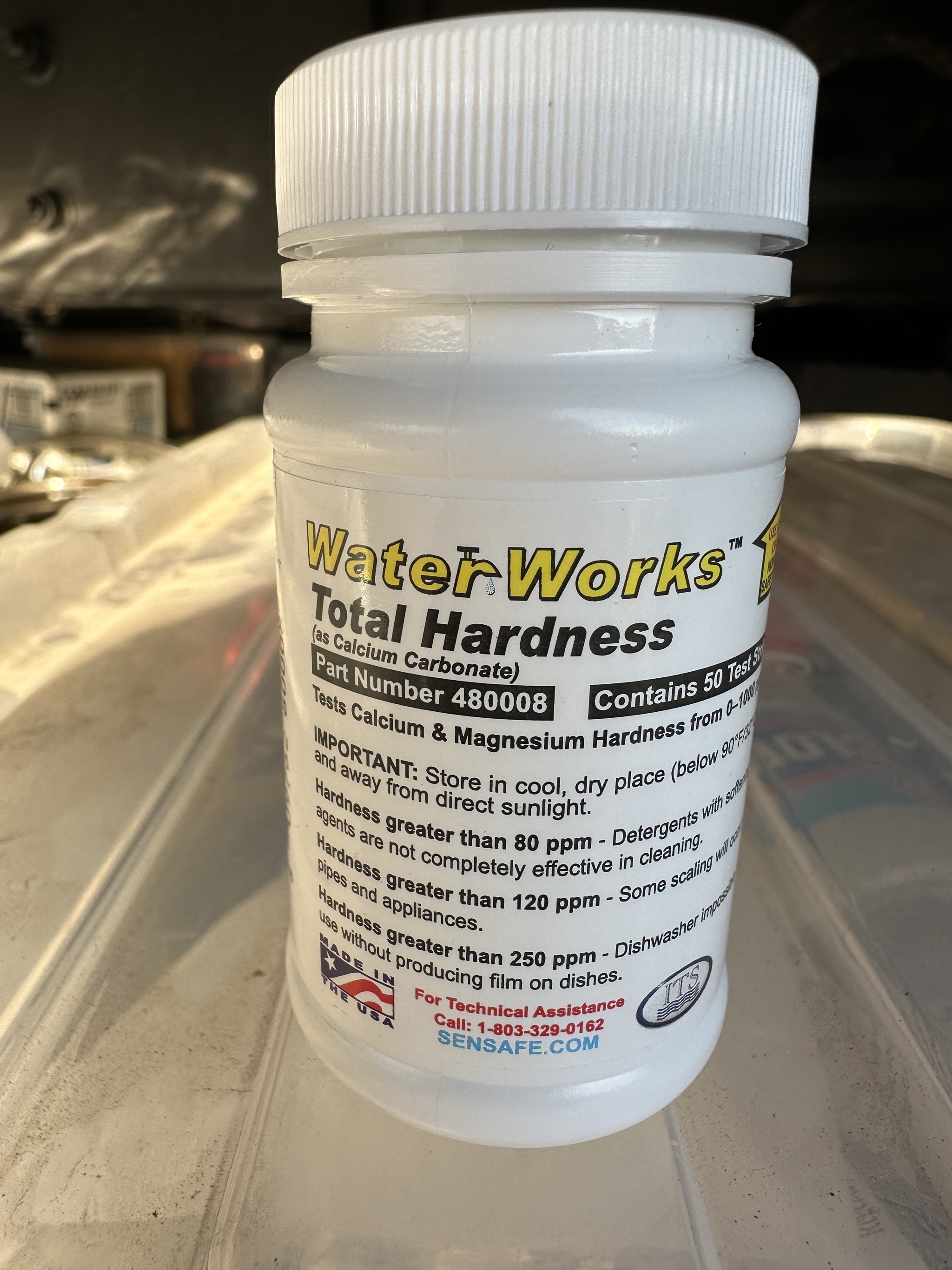 Water hardness test strips