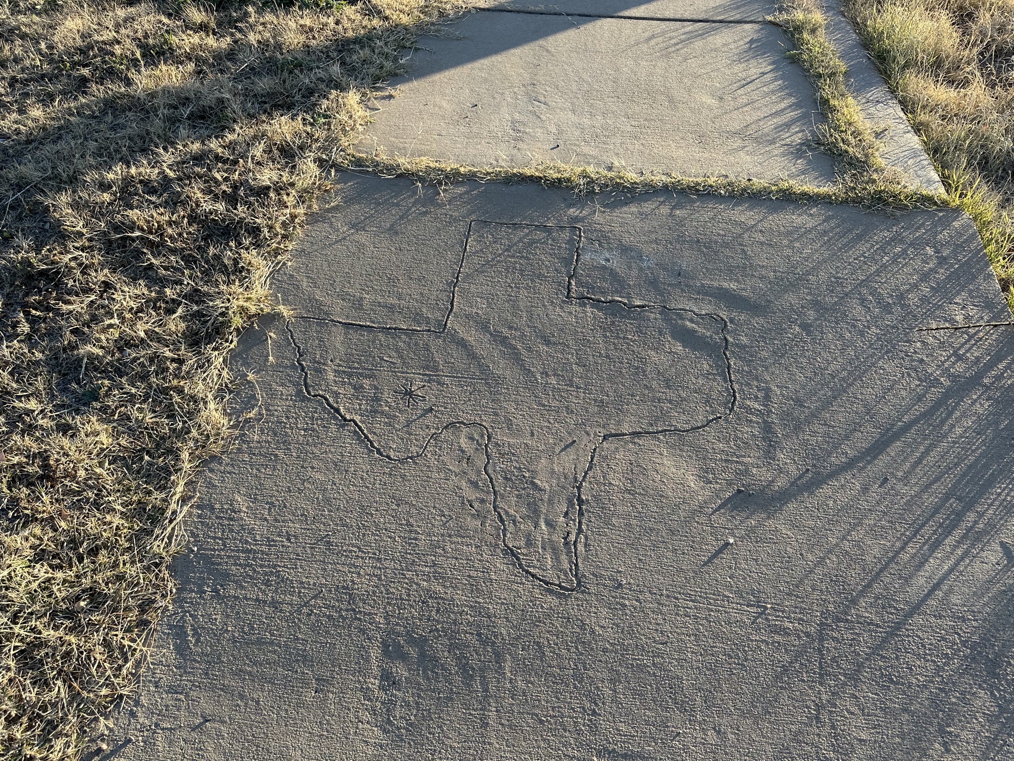 Texas etched in footpath