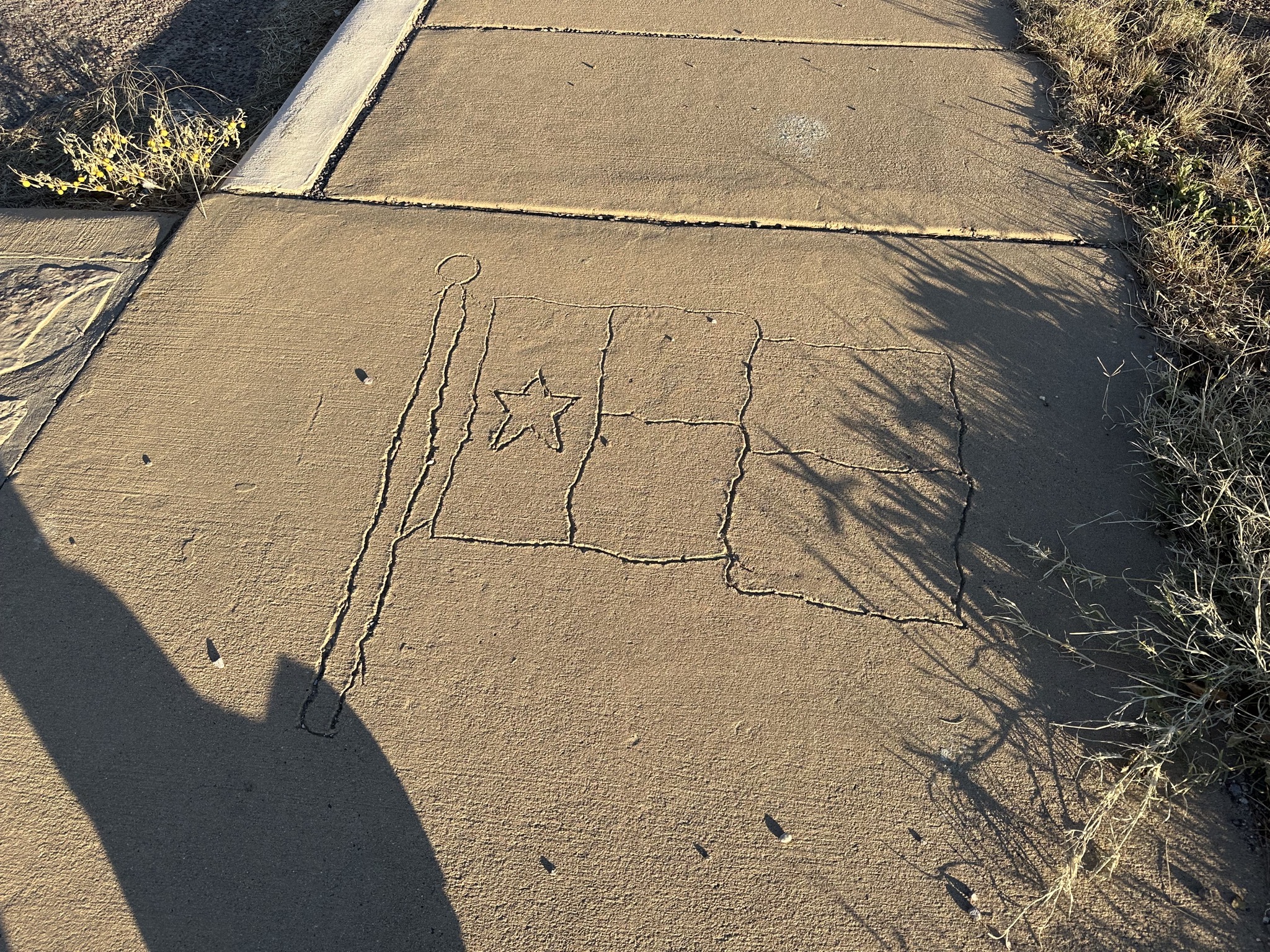 Texas flag etched in footpath