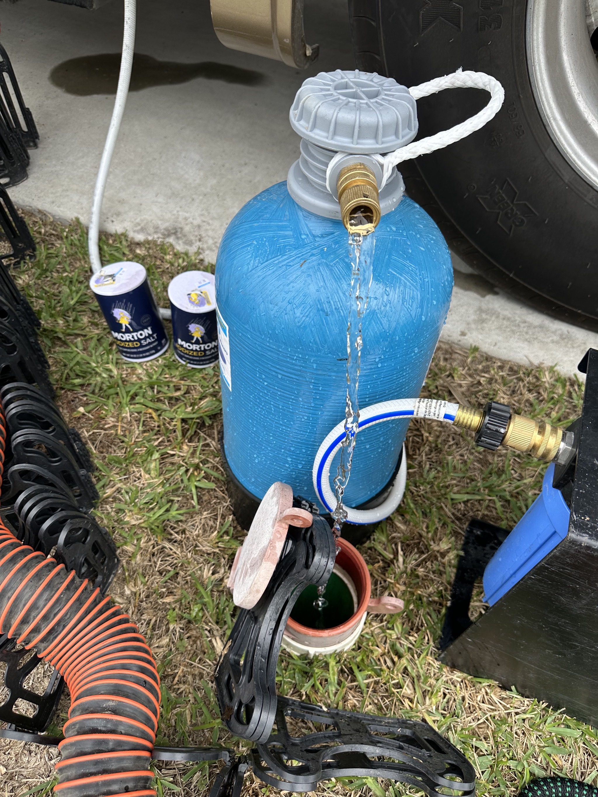 Regenerating water softener