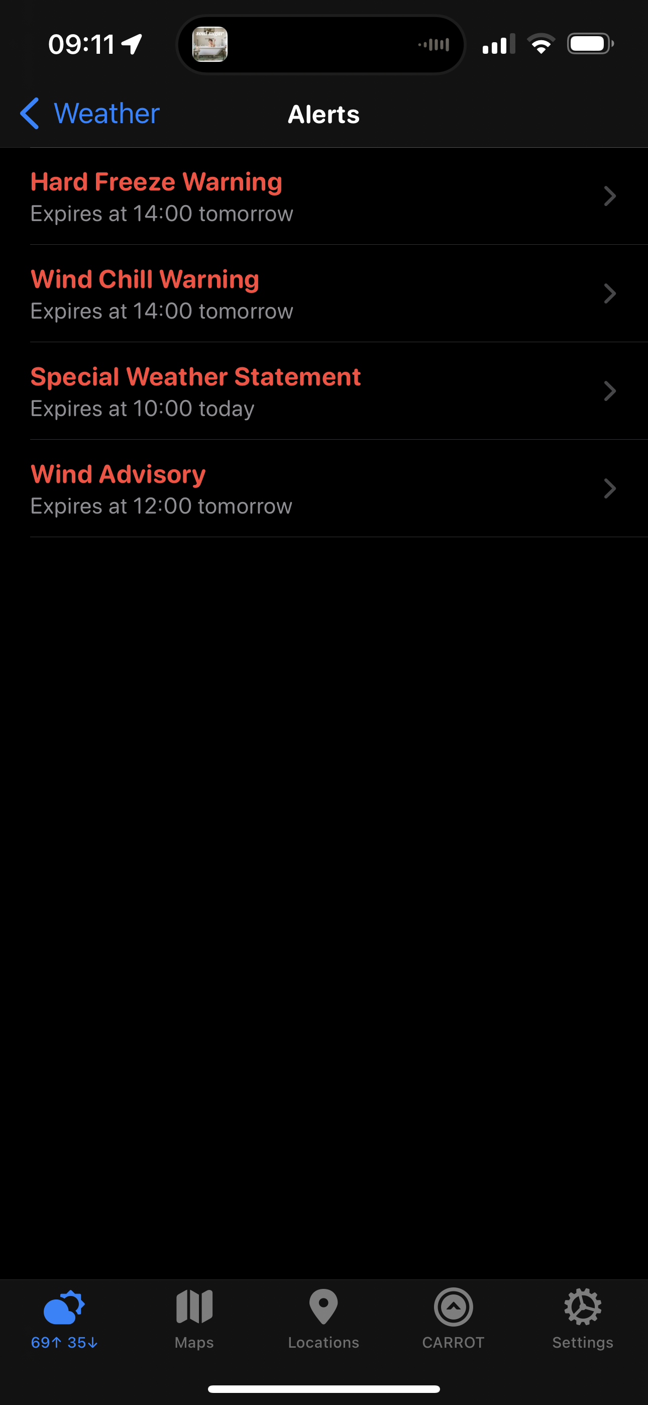 Weather alerts