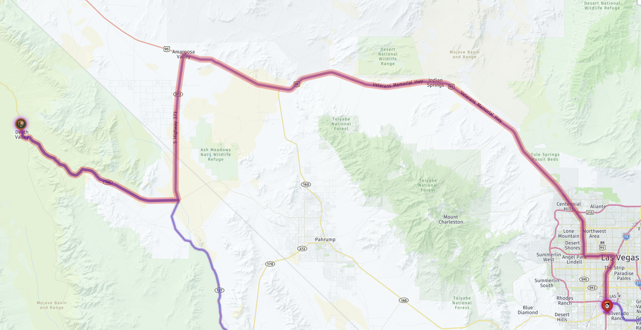 Death Valley route