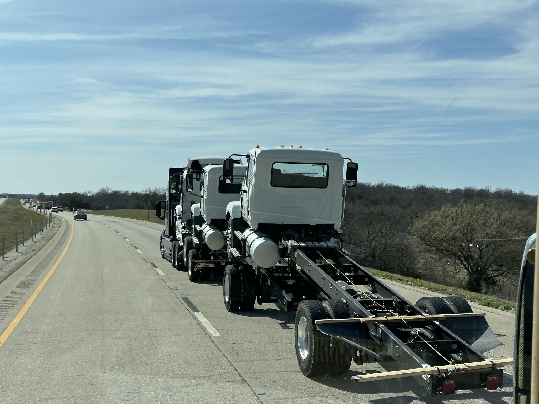 Trucks towing trucks
