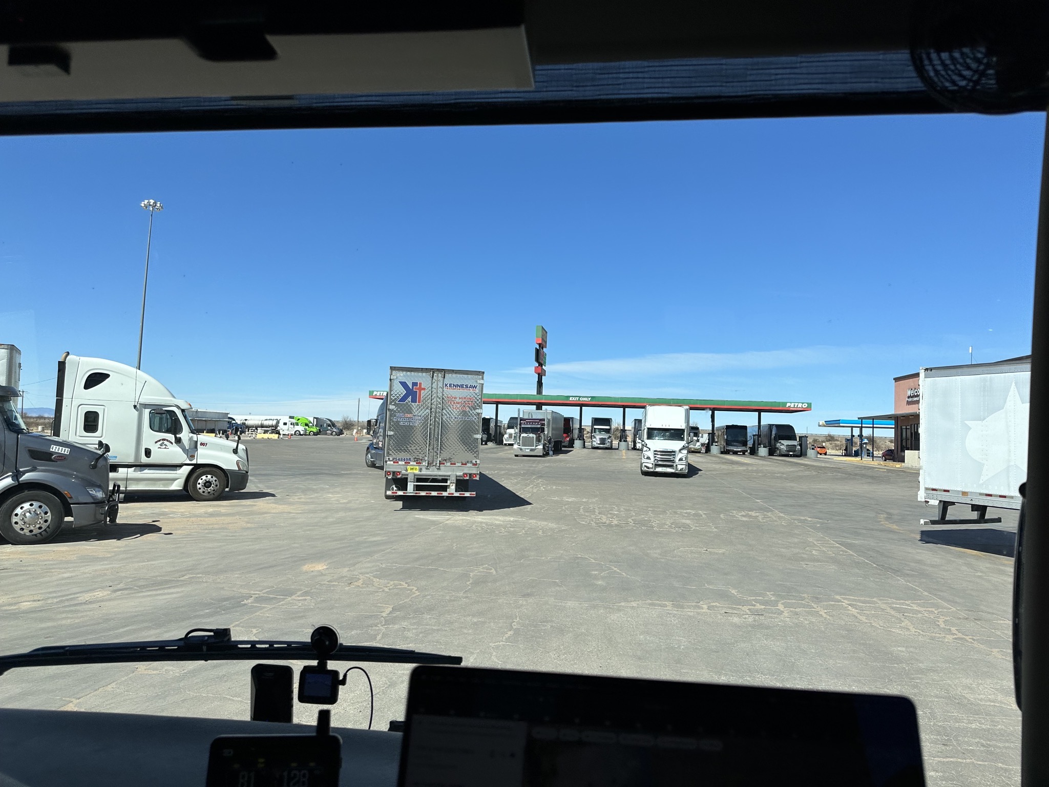 Leaving truck stop