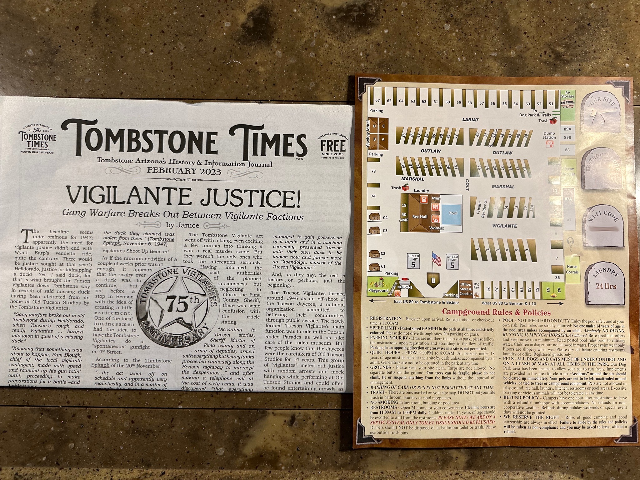 Newspaper and map