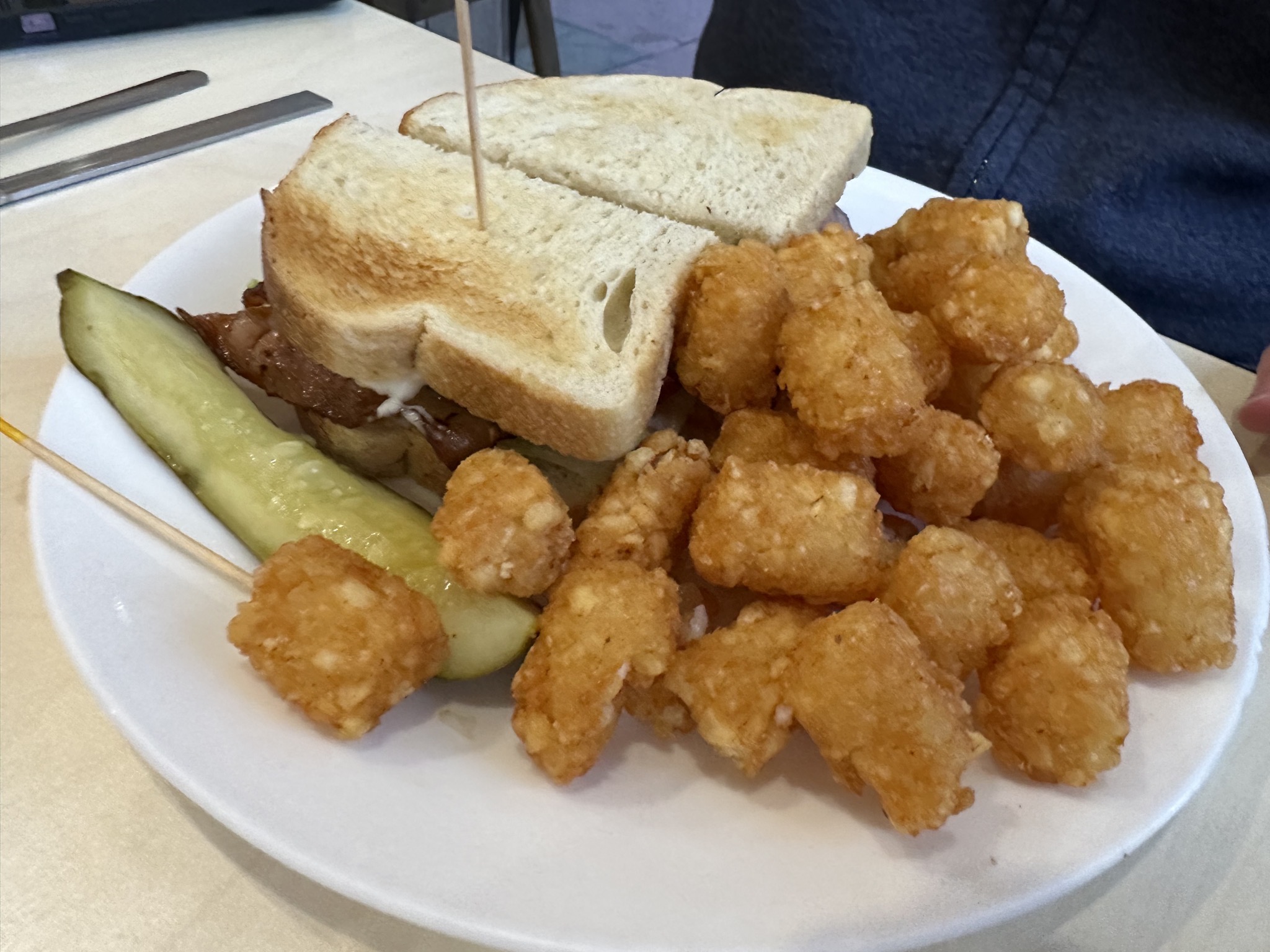 Sandwich and tots