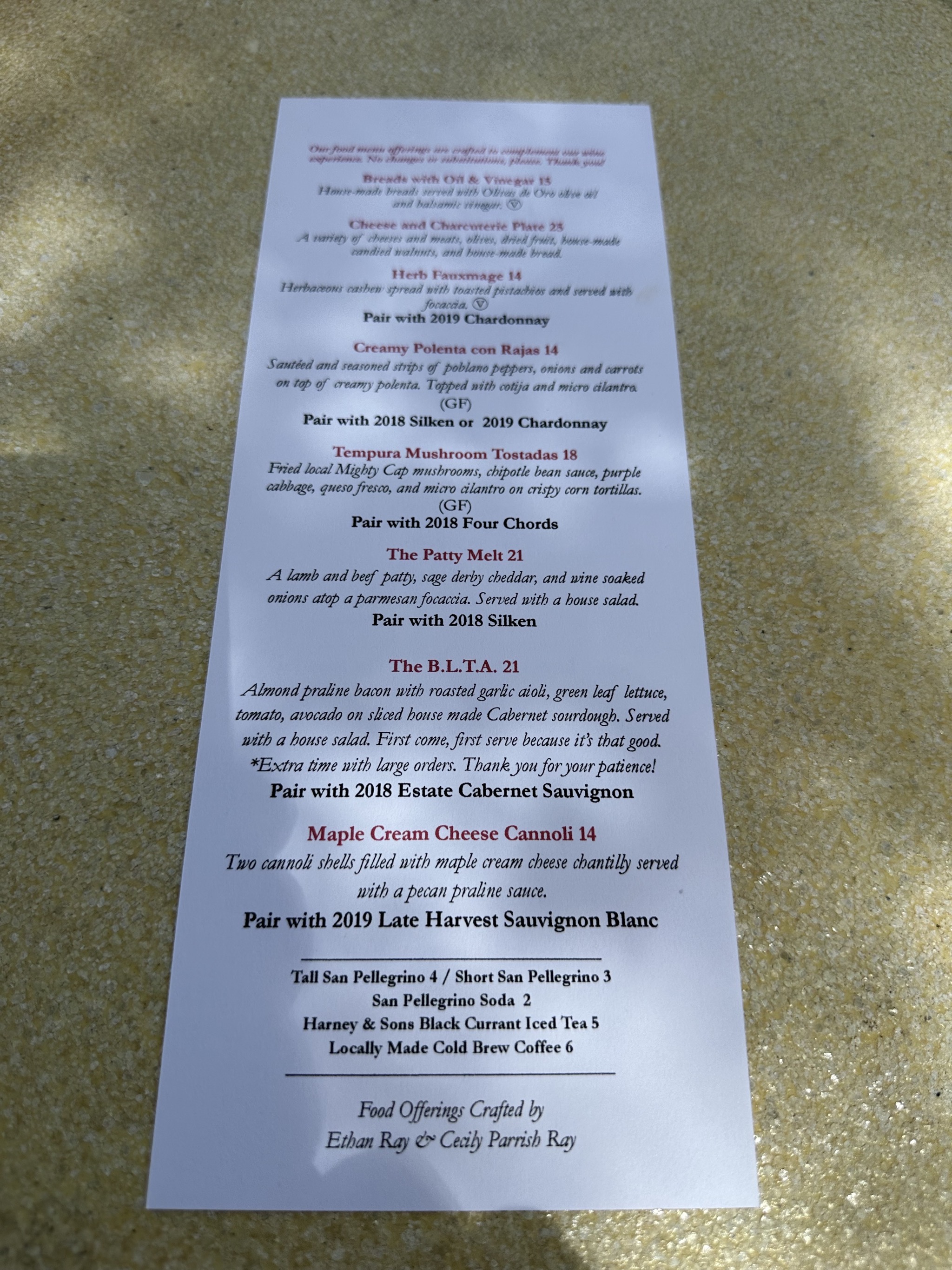Food menu