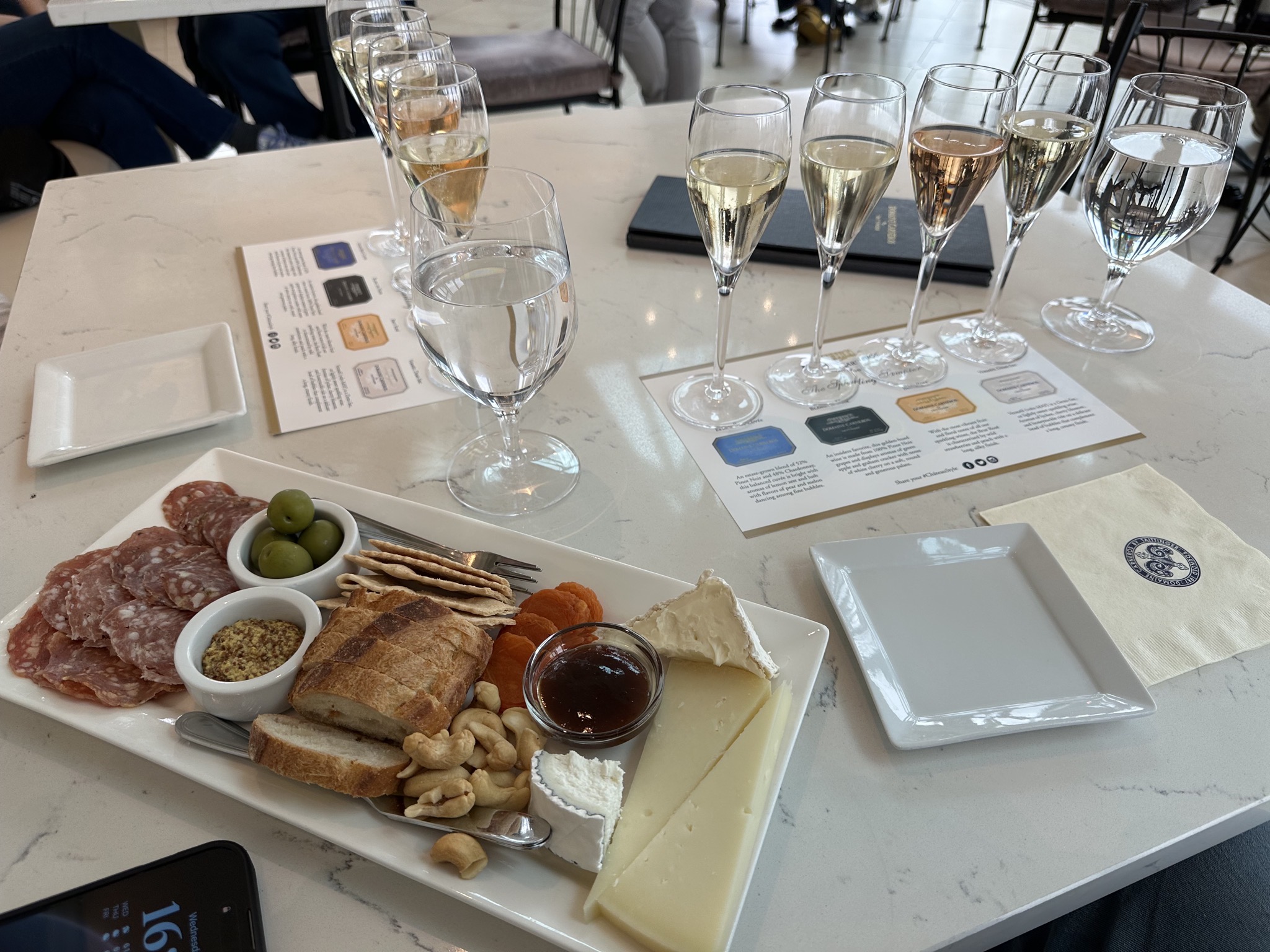 Charcuterie platter and sparking tastings