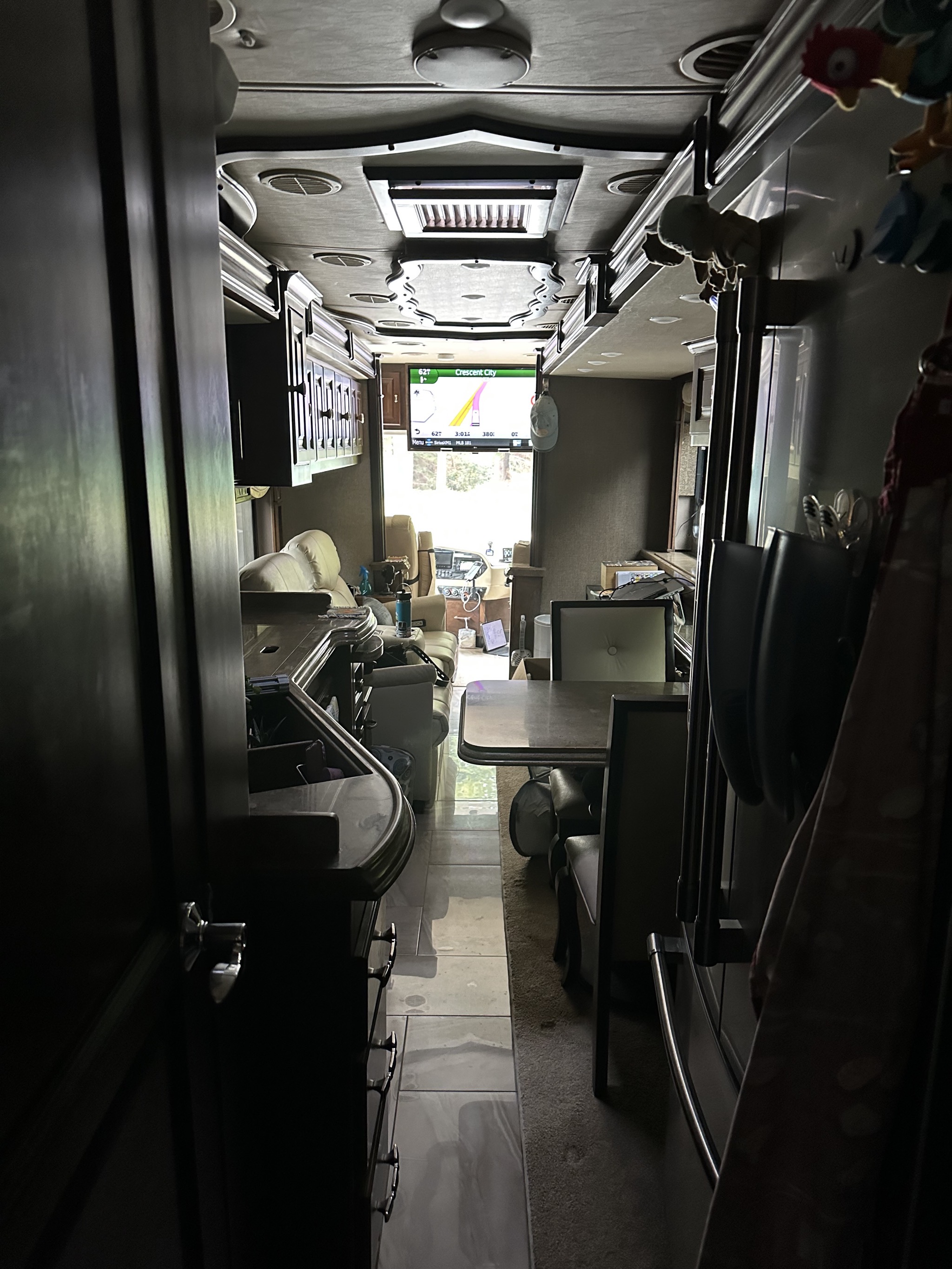 Inside the coach with slides in