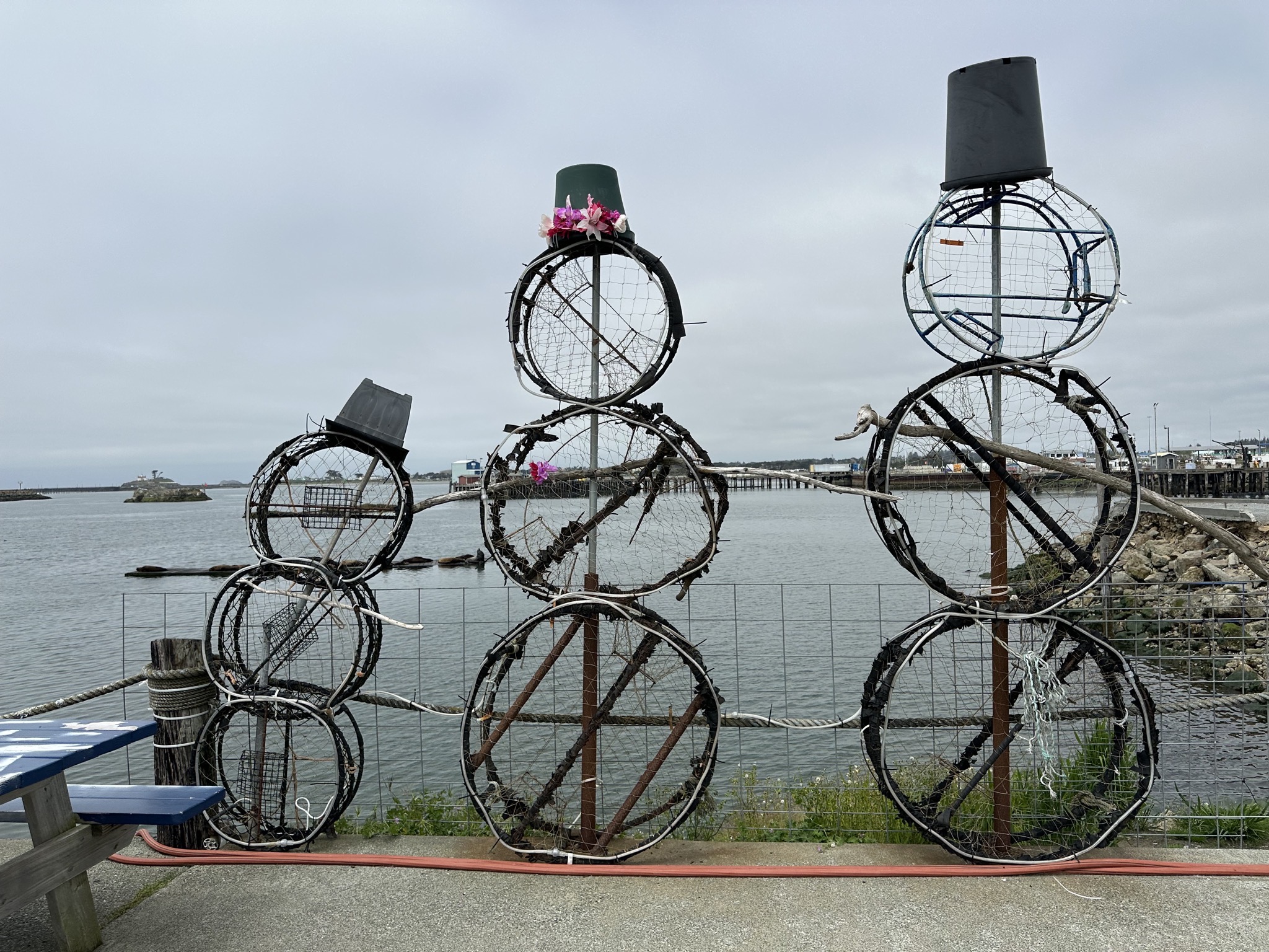 Crab pots snowmen