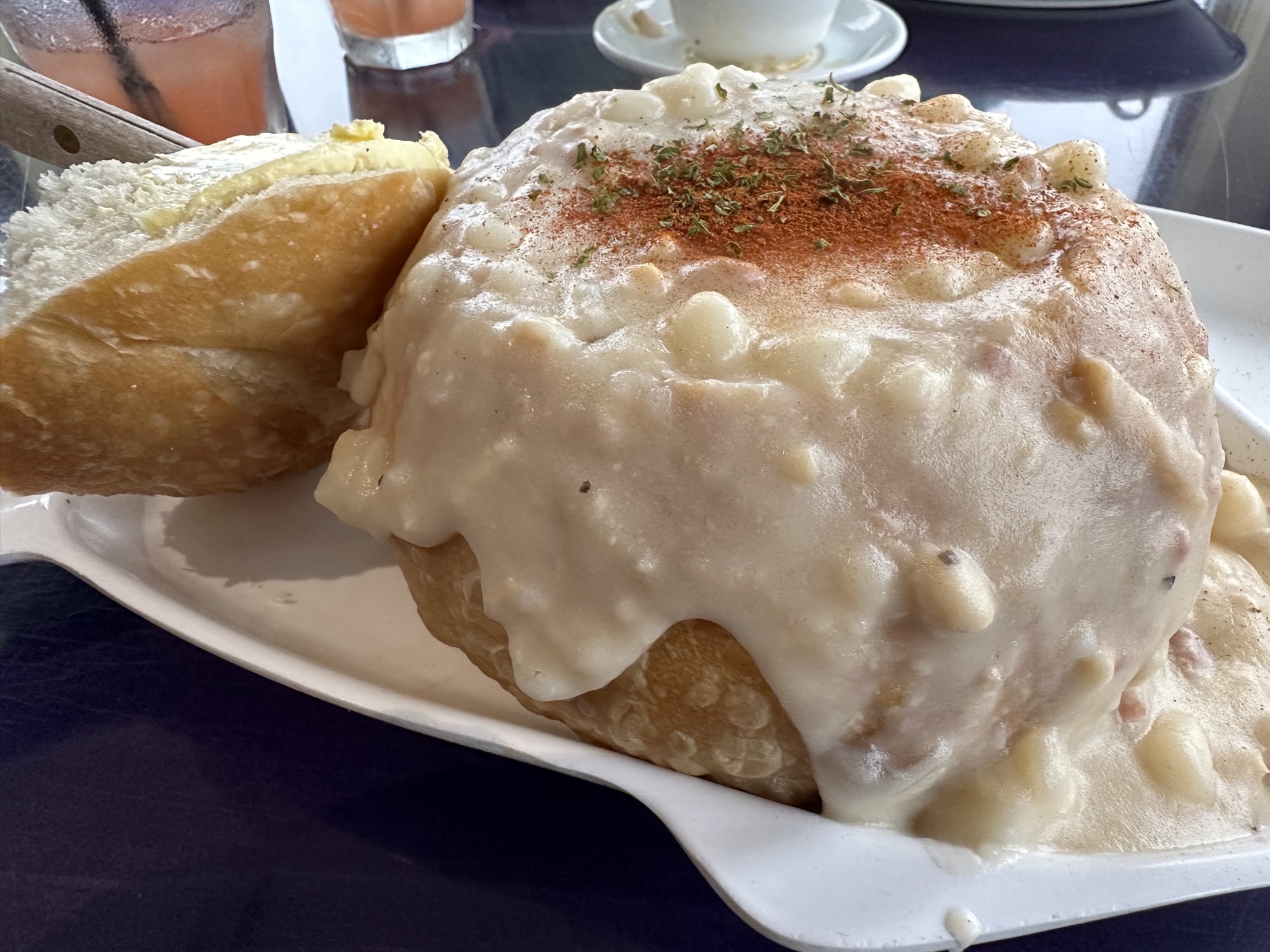 My clam chowder bread bowl