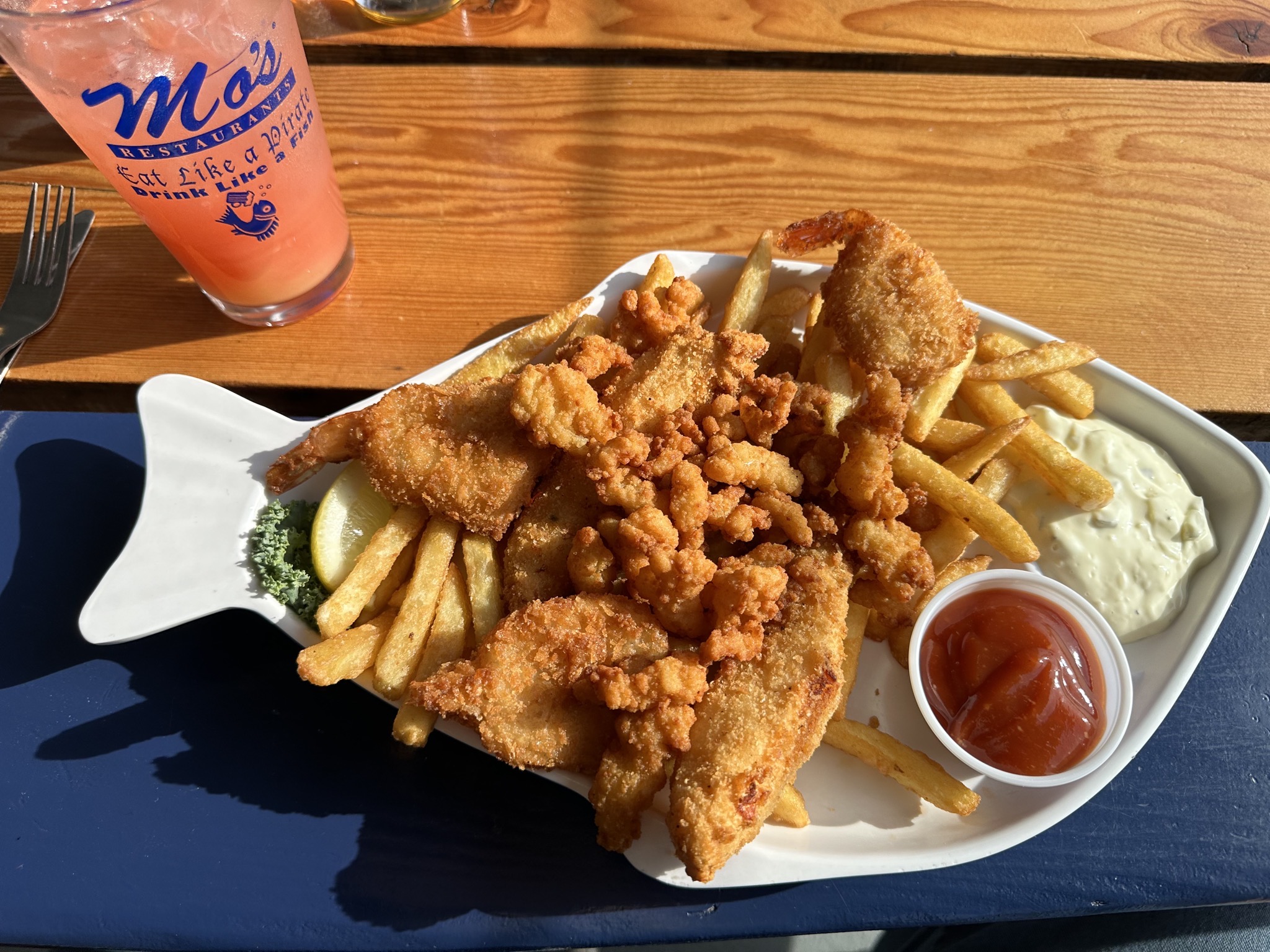 Fish, clam strips, shrimp