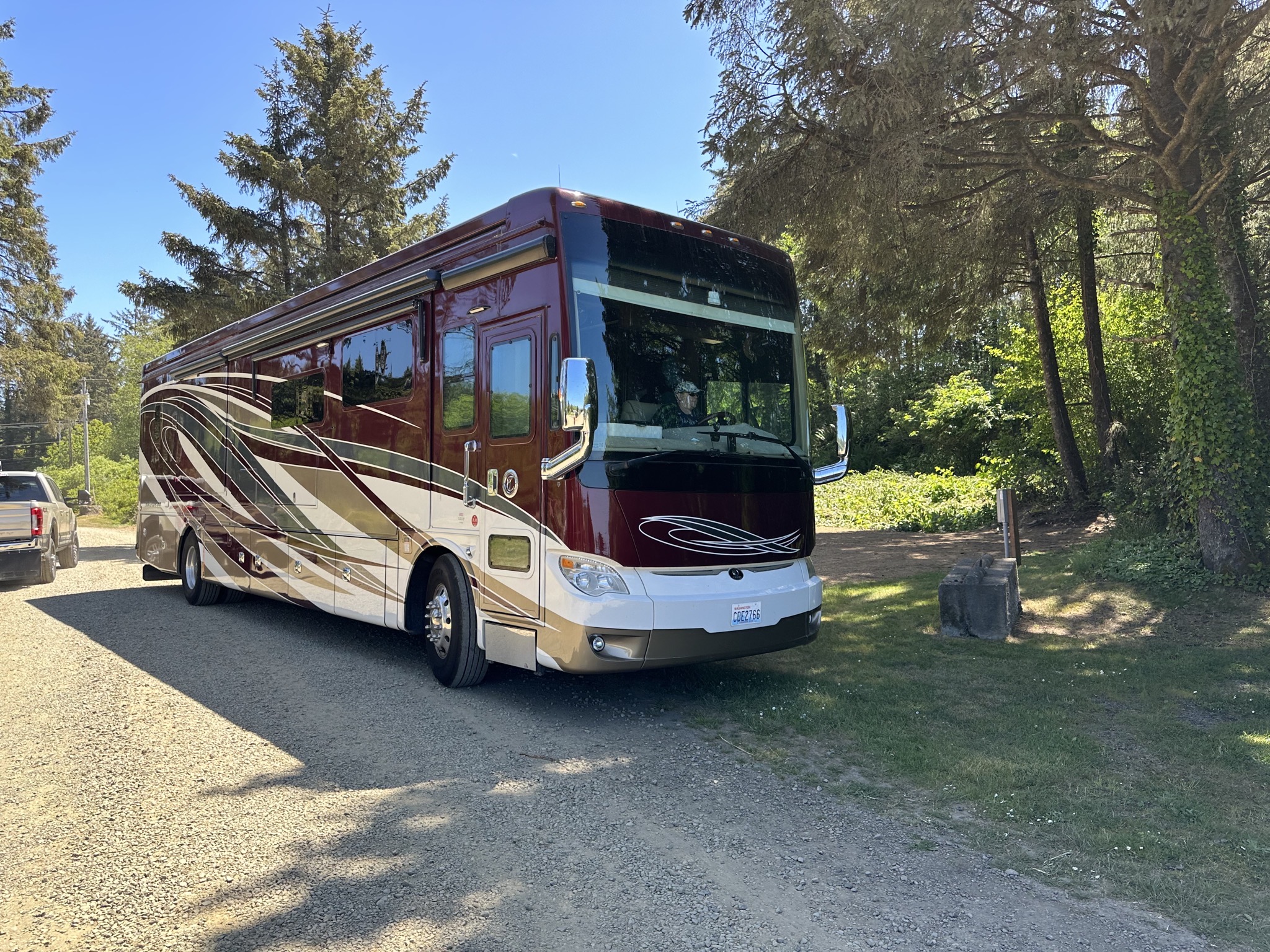 Our coach in front of our site