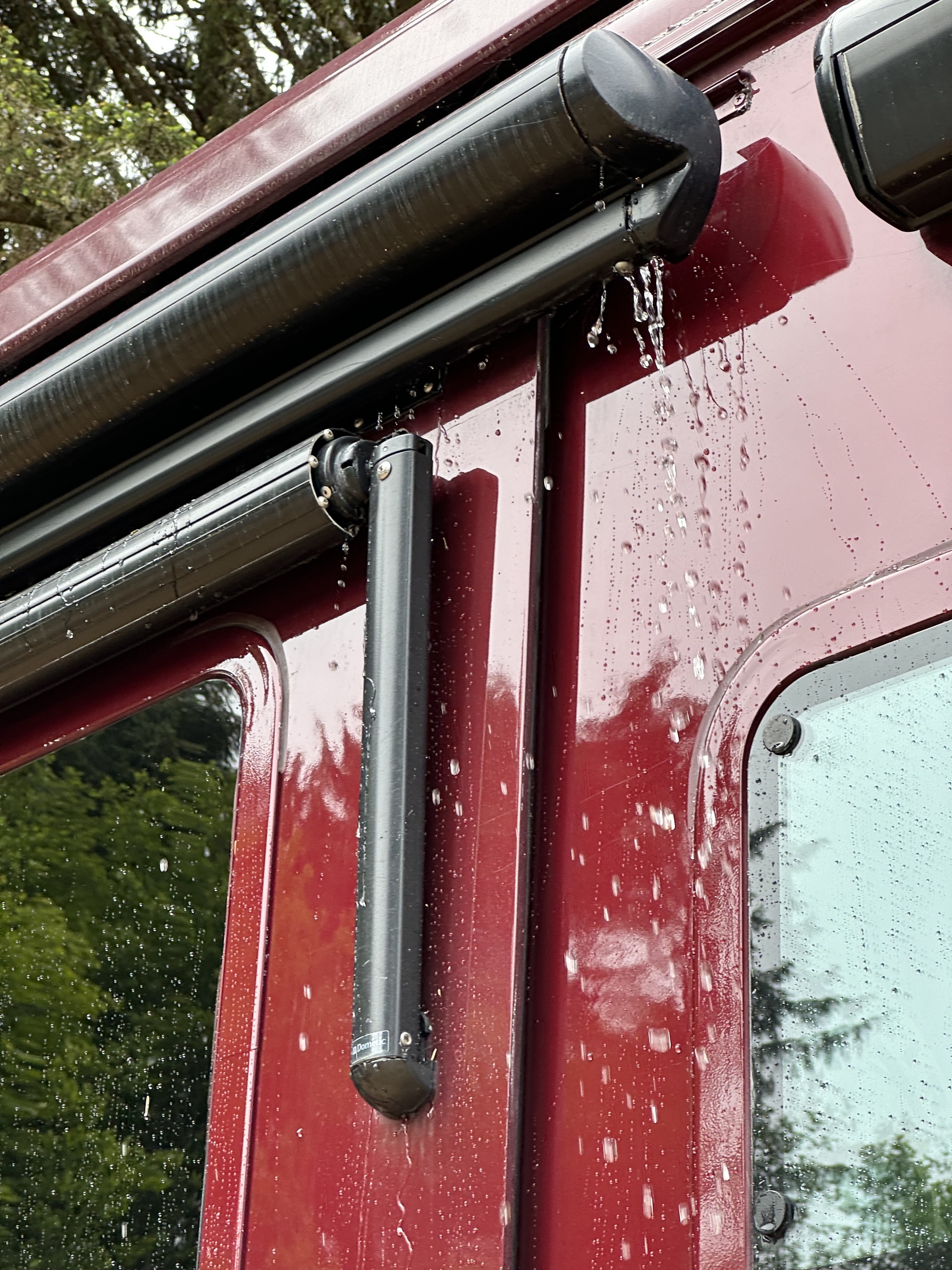 Dripping water from slide topper