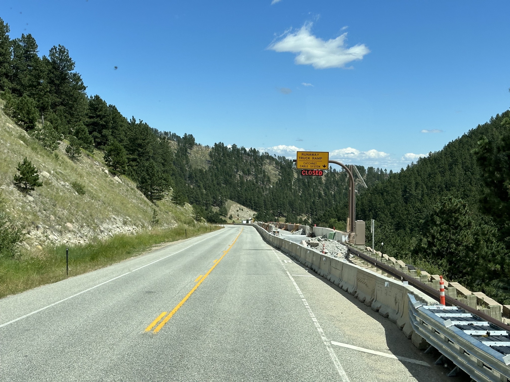Runaway truck ramp closed