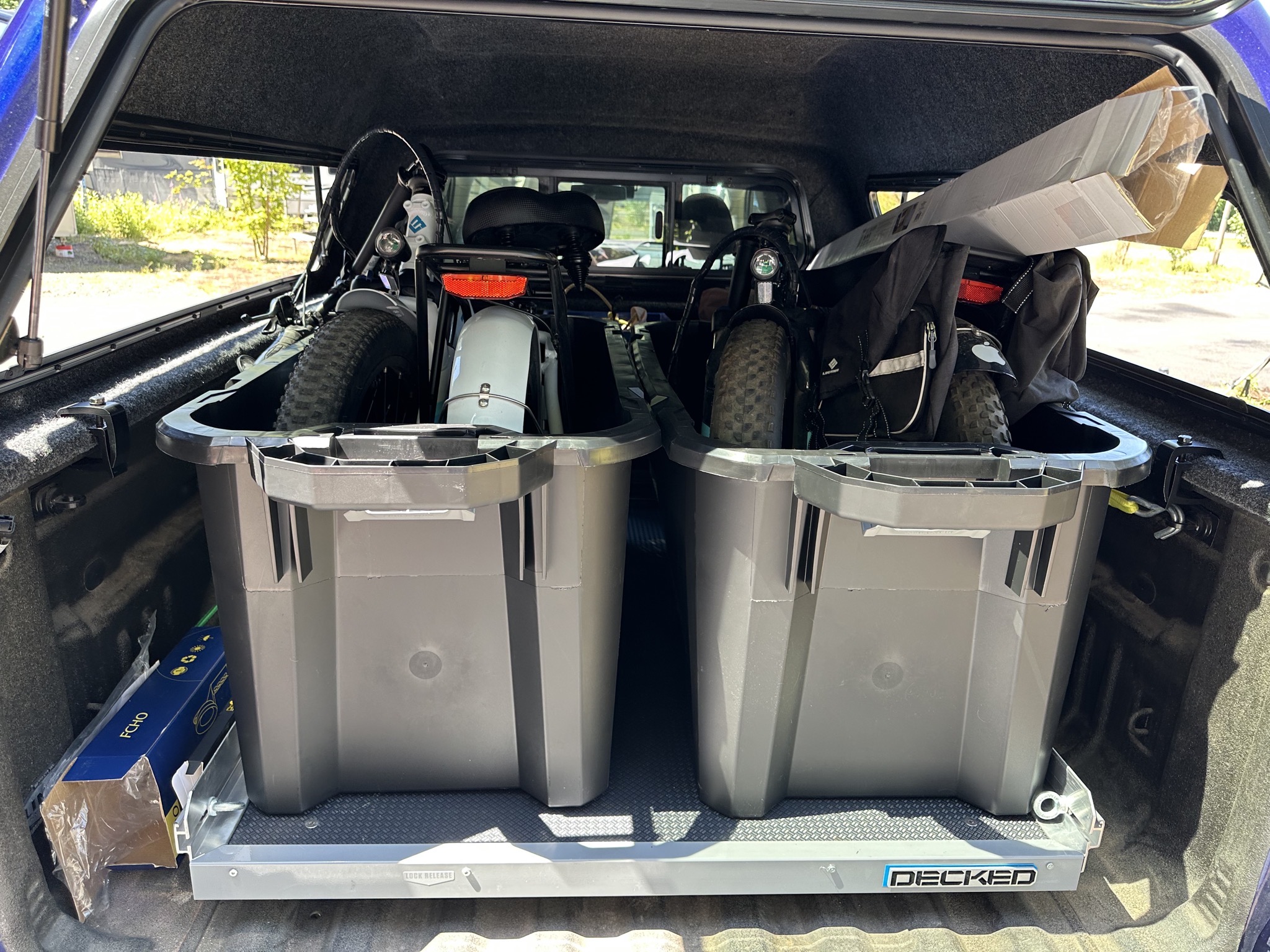 Bikes in totes