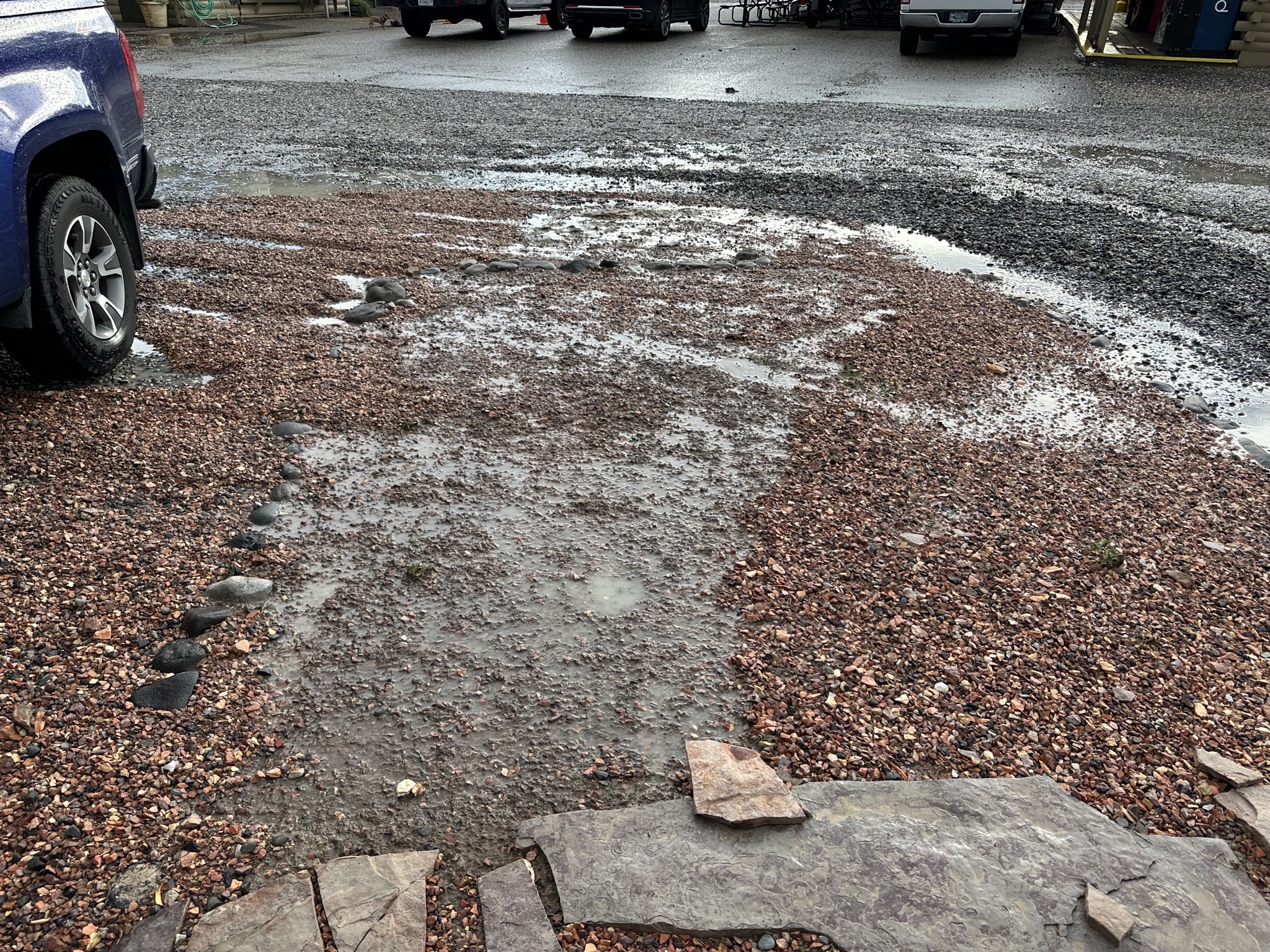 Washed away landscaping gravel