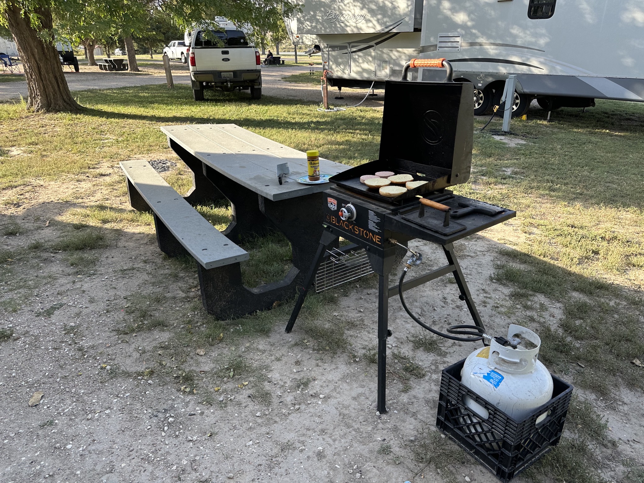 Picnic table and griddle