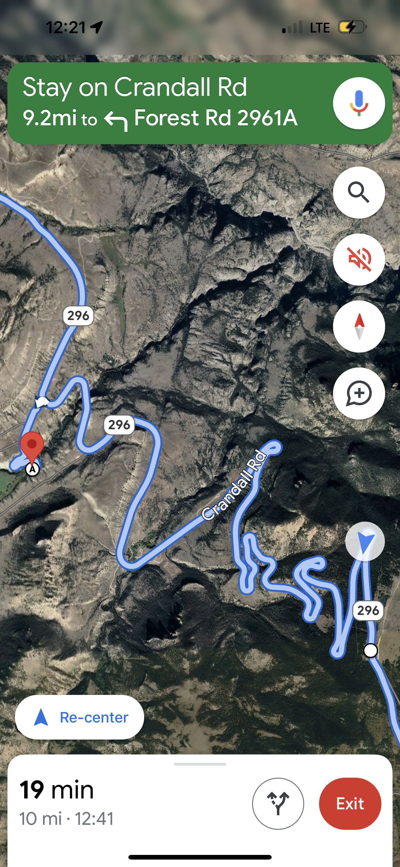 Map showing lots of switchbacks