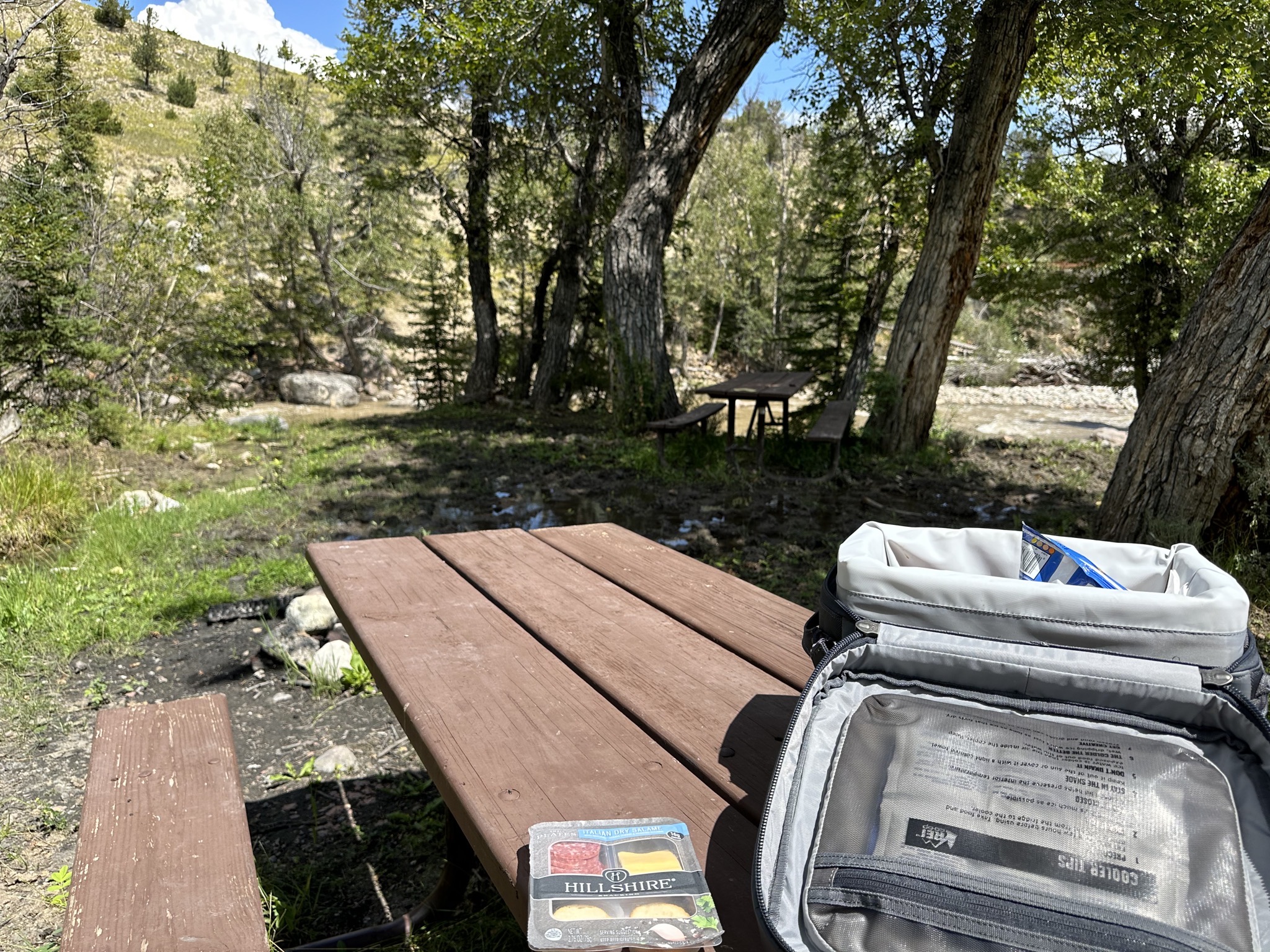 Picnic spot by river