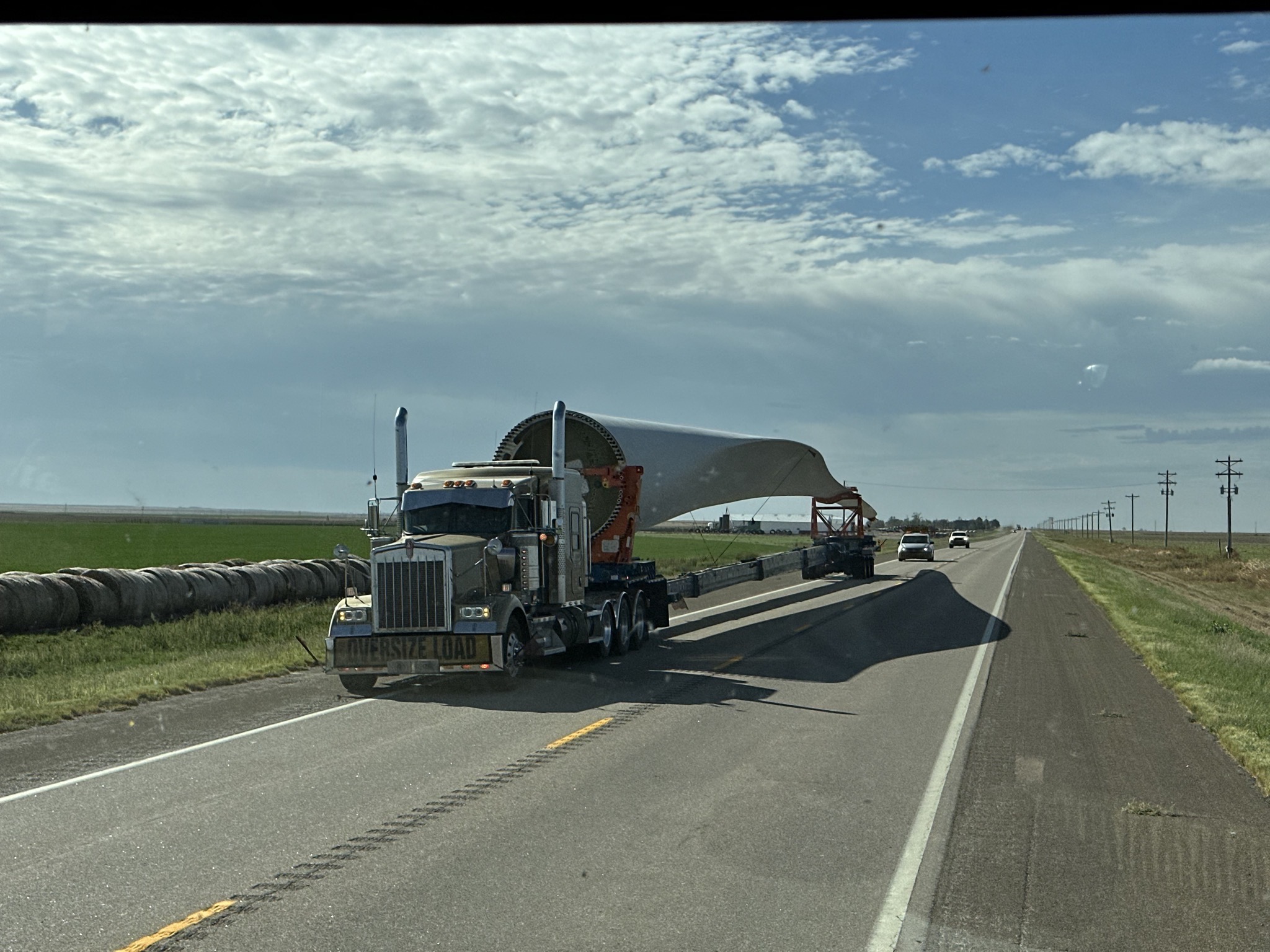 Wind turbine blade on a truck