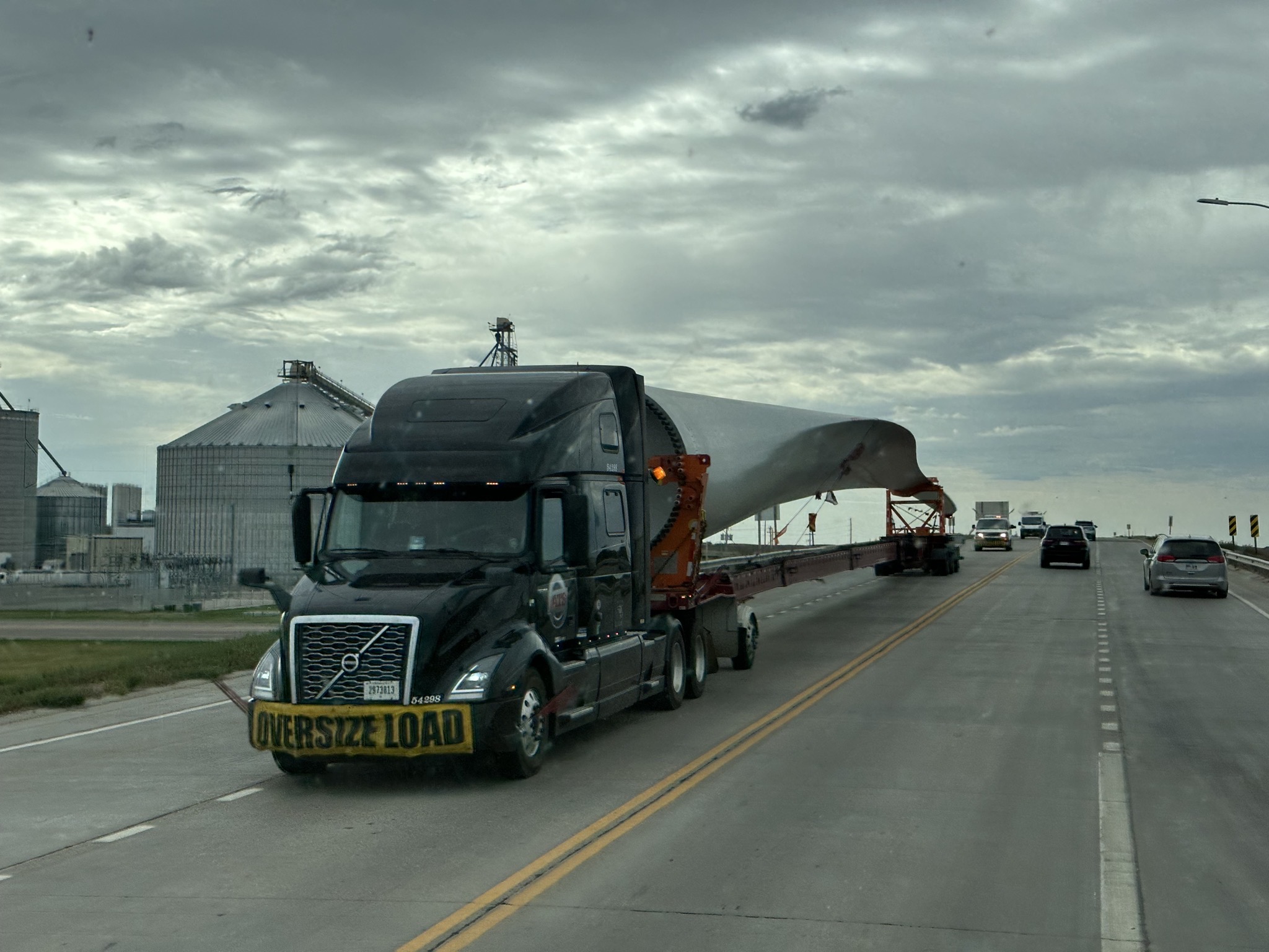 Wind turbine blade on a truck