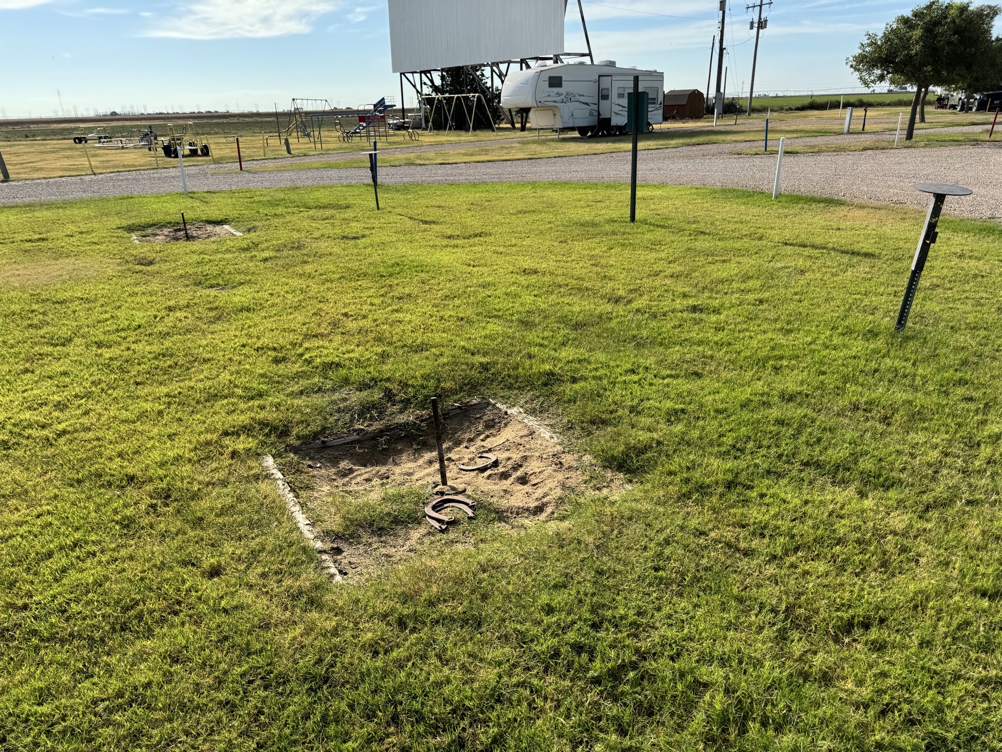 Horseshoe pits next to our site