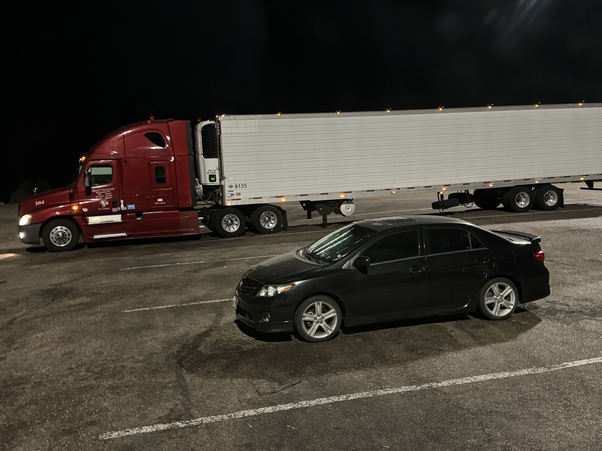 Car in truck parking